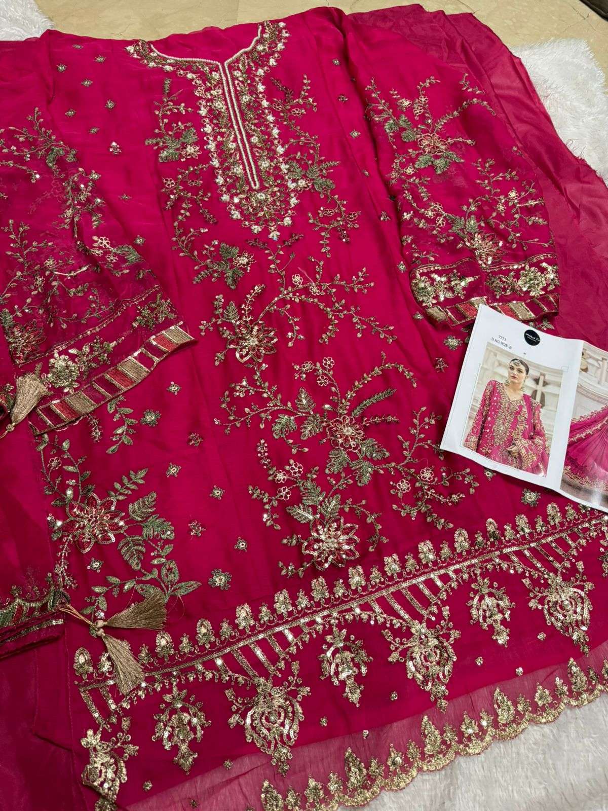 MEHBOOB TEX DESIGN NO - 1828 DINTING CHIFFON HEAVY EMBROIDERED PAKISTANI SUIT 
