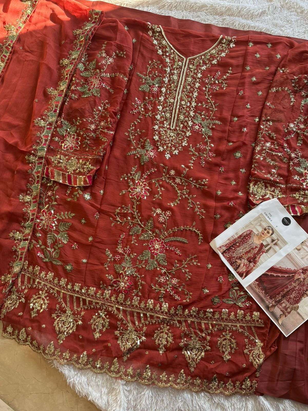 MEHBOOB TEX DESIGN NO - 1828 EFGH DINTING CHIFFON HEAVY EMBROIDERED PAKISTANI SUIT 