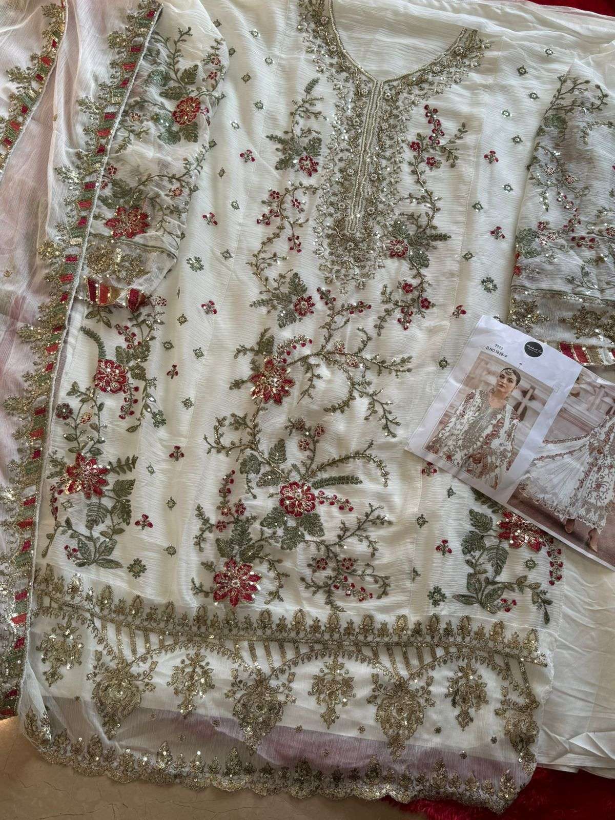 MEHBOOB TEX DESIGN NO - 1828 EFGH DINTING CHIFFON HEAVY EMBROIDERED PAKISTANI SUIT 