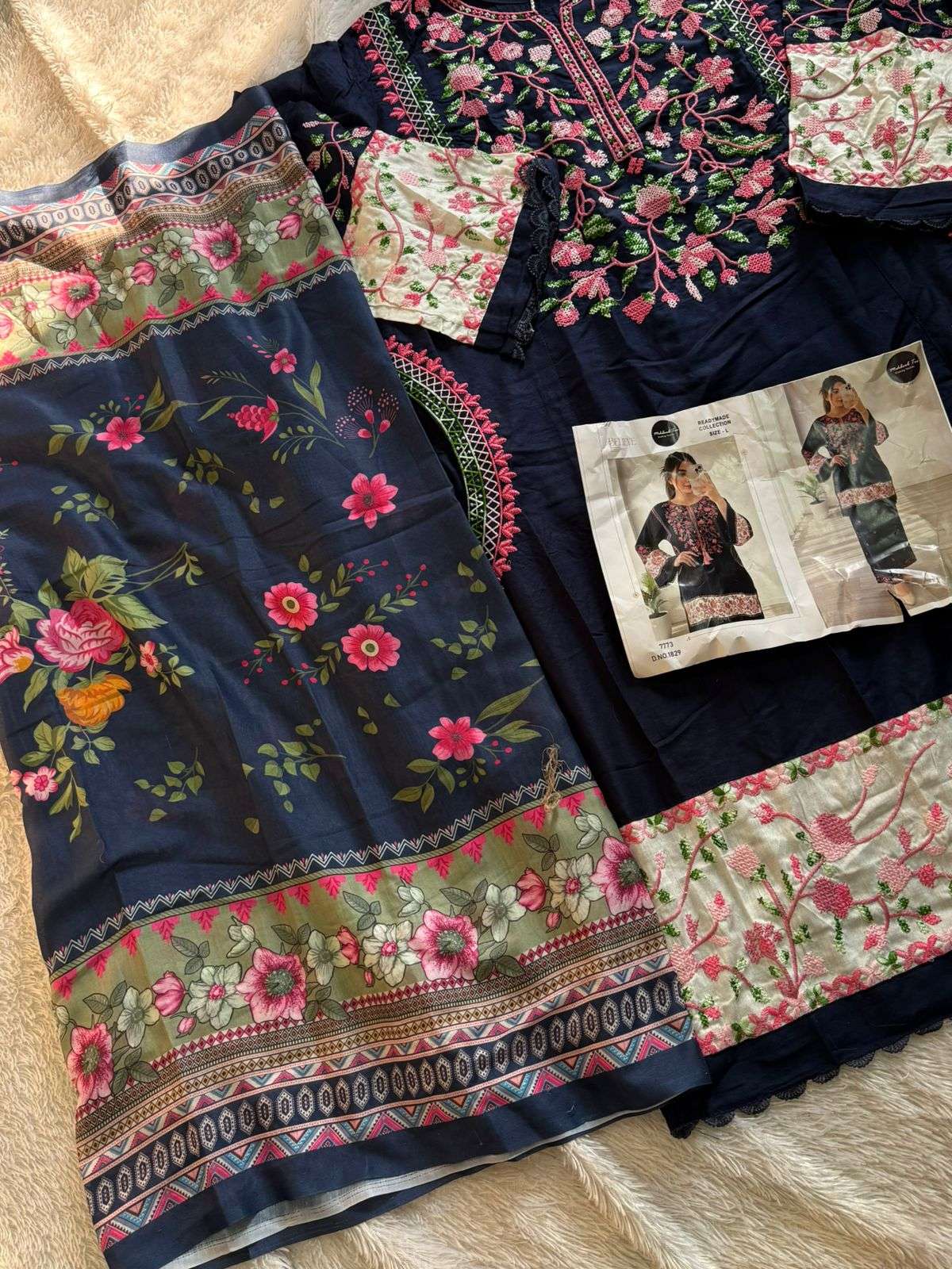 MEHBOOB TEX DESIGN NO - 1829 PURE RAYON HEAVY SELF EMBROIDERED WORK PAKISTANI SUIT