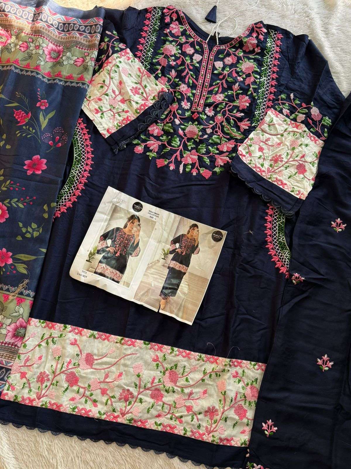 MEHBOOB TEX DESIGN NO - 1829 PURE RAYON HEAVY SELF EMBROIDERED WORK PAKISTANI SUIT