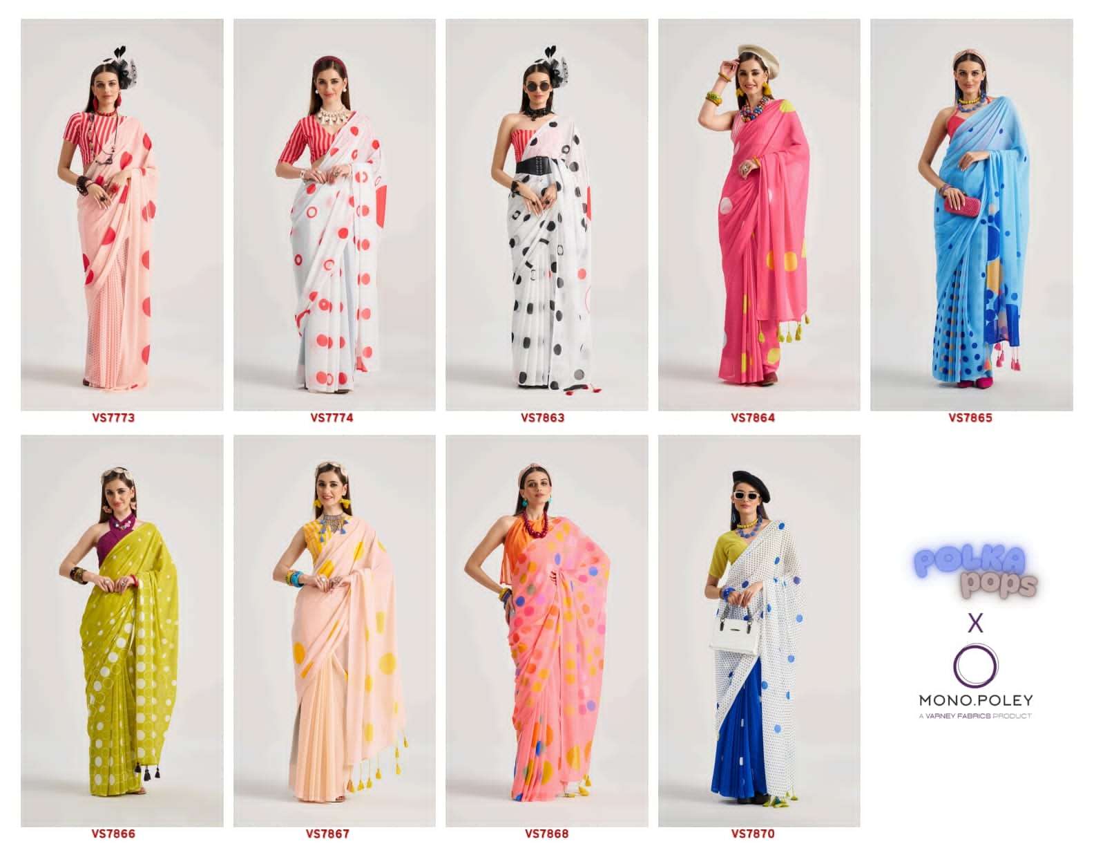 MONO POLEY POLKA POPS GEORGETTE DIGITAL PRINT FANCY SAREE