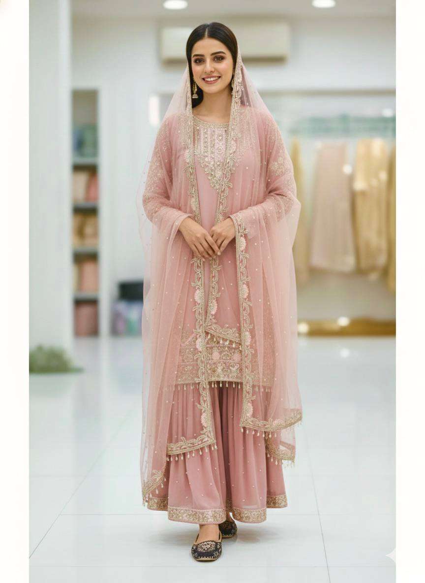 MT 1064 FOX GEORGETTE HEAVY SEQUENCE DESIGNER PARTY WEAR LADIES SUIT