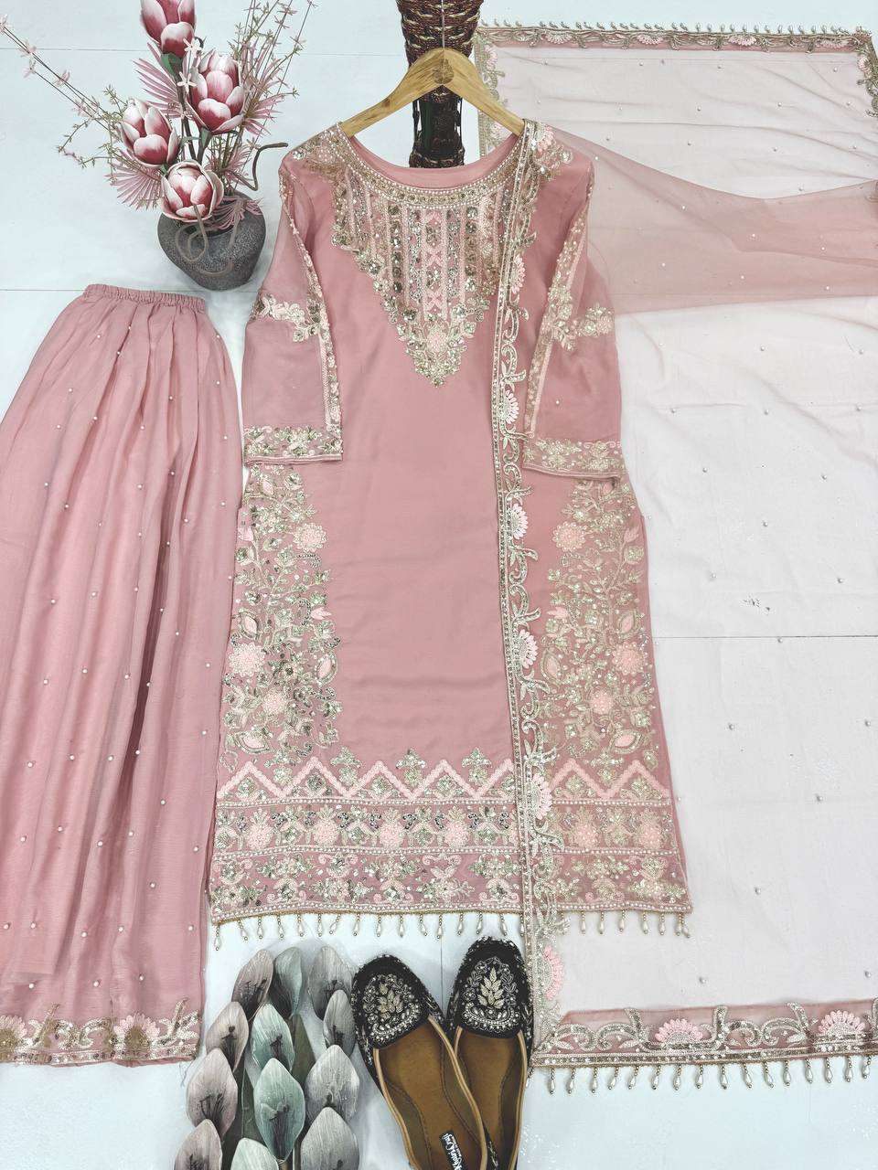MT 1064 FOX GEORGETTE HEAVY SEQUENCE DESIGNER PARTY WEAR LADIES SUIT
