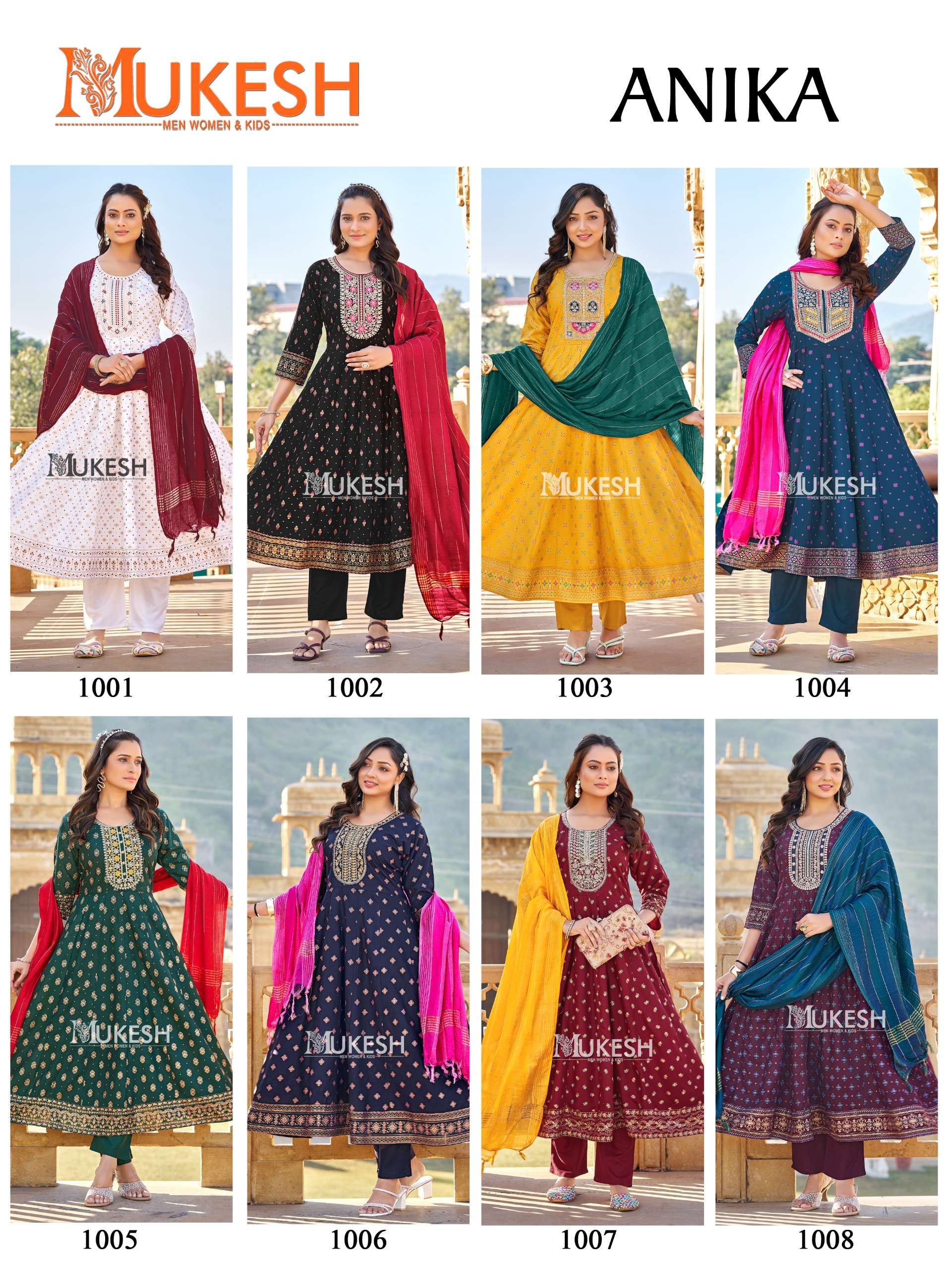 MUKESH ANIKA RAYON FANCY WORK LADIES GOWN PENT AND DUPATTA SET 