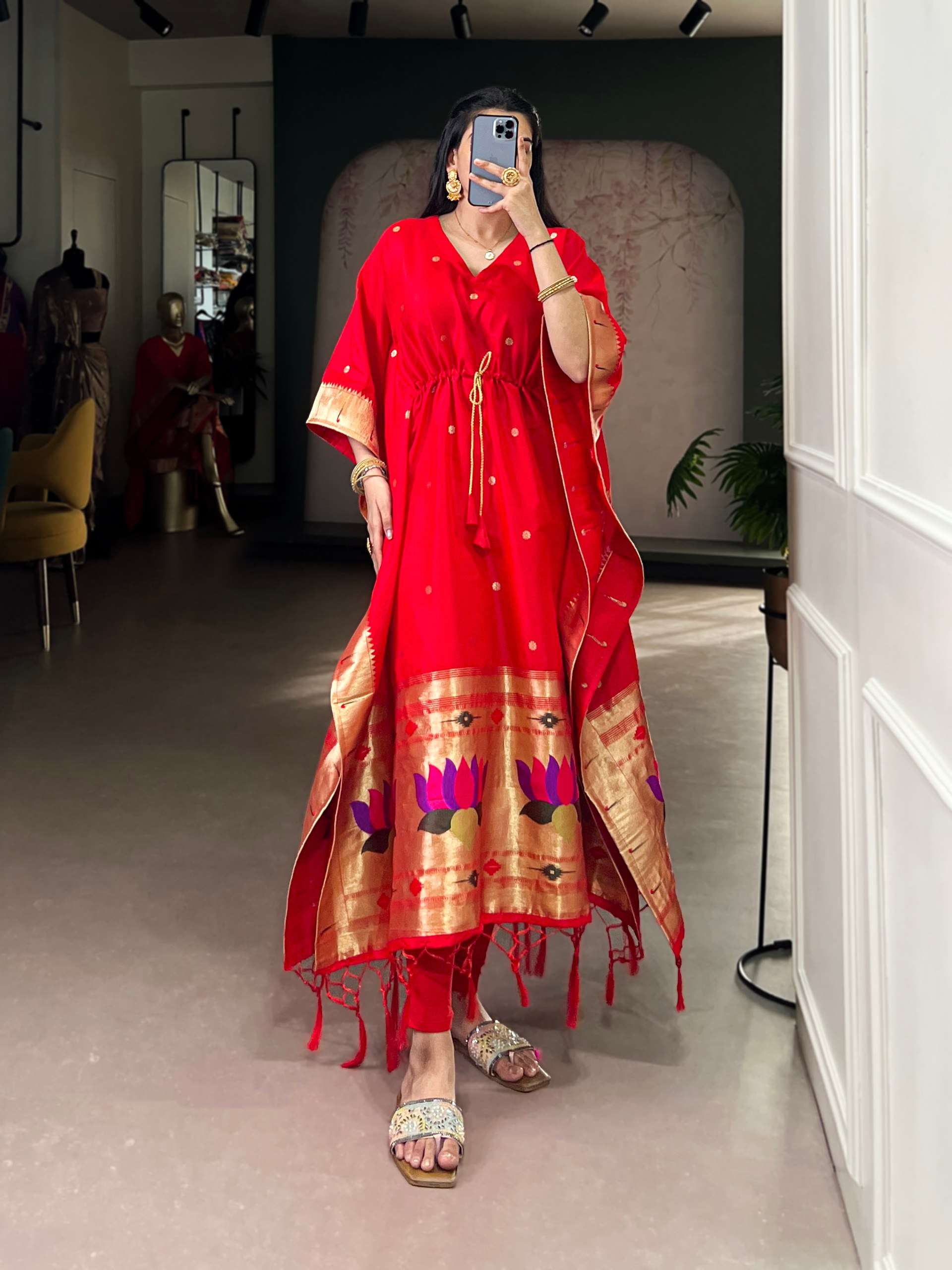 NNK 3803 JACQUARD PAITHANI WORK KAFTAN 
