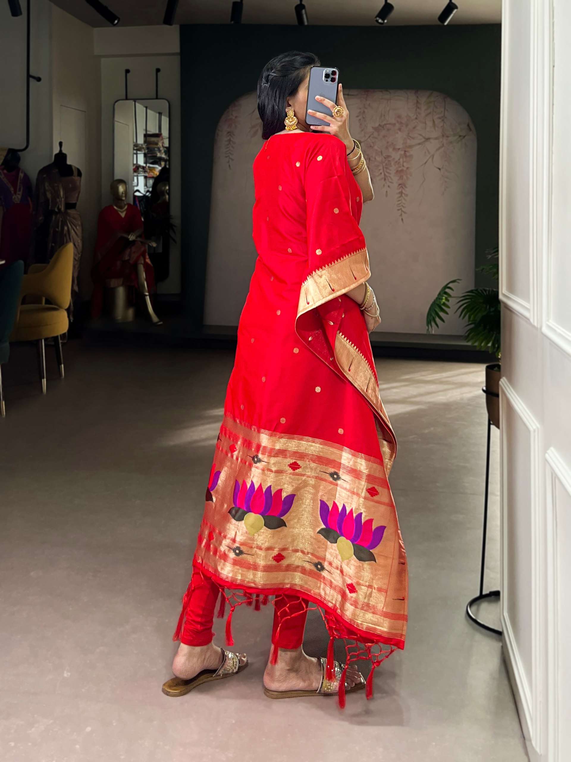 NNK 3803 JACQUARD PAITHANI WORK KAFTAN 
