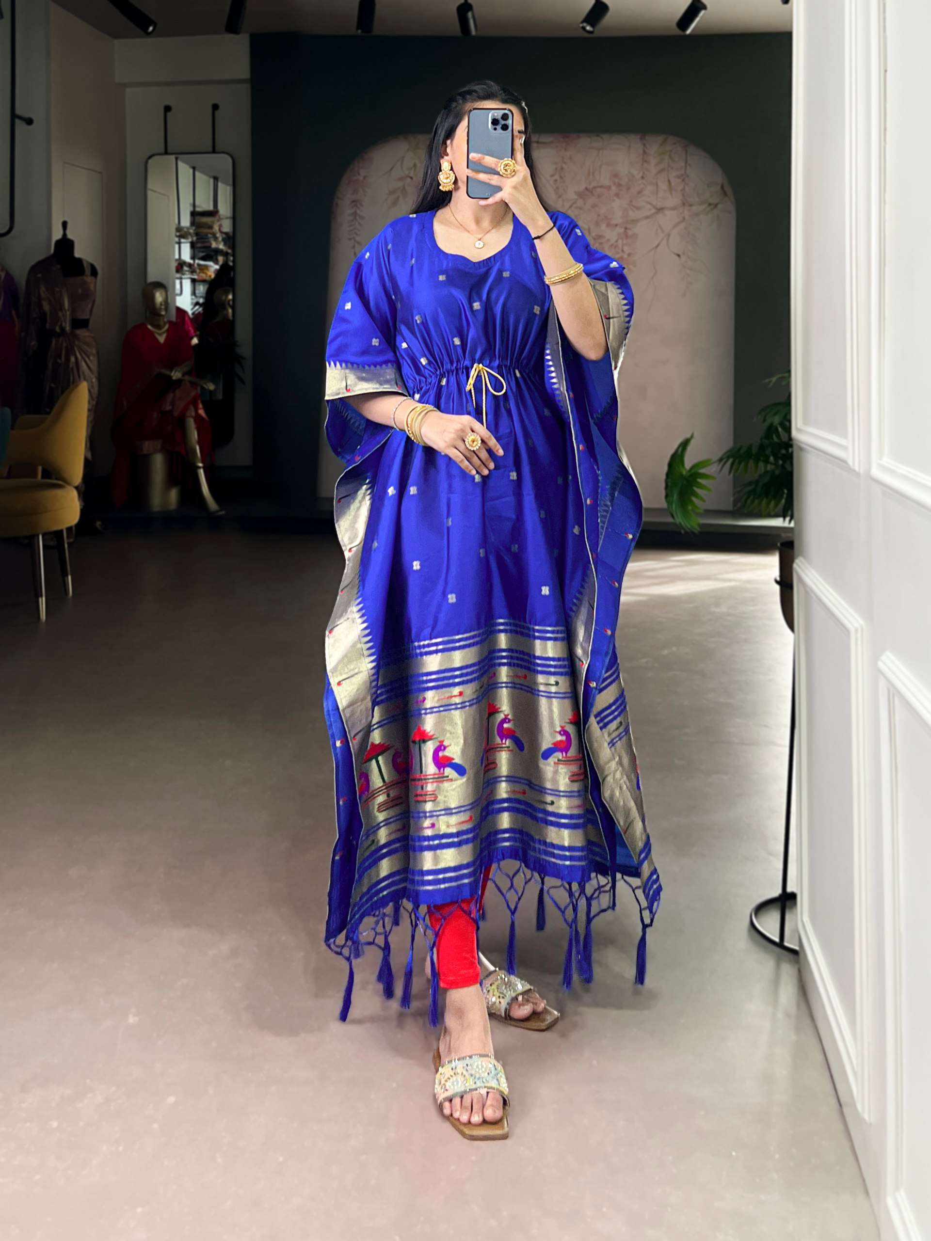 NNK 3803 JACQUARD PAITHANI WORK KAFTAN 