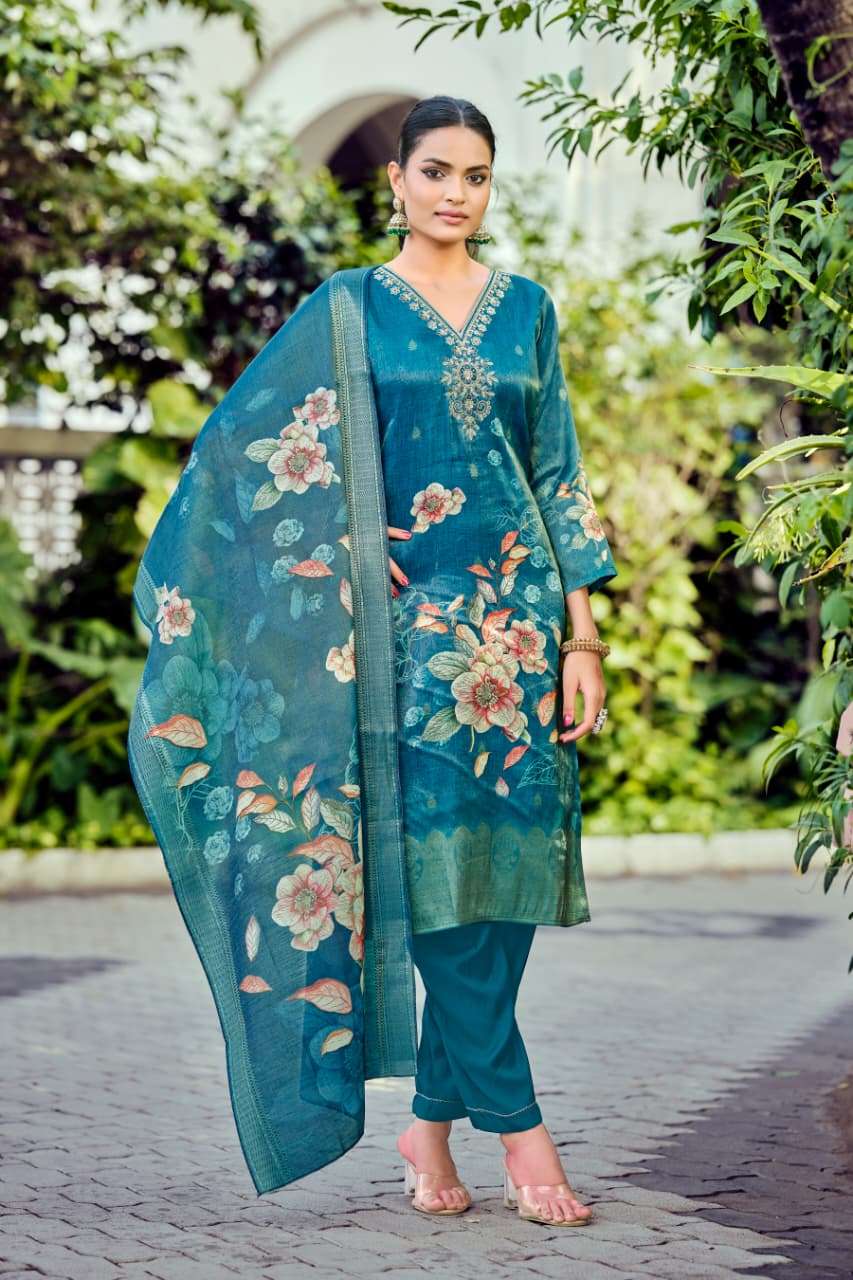 OSSM GULABO SILK JACQUARD FANCY WORKS LADIES 3 PIECE SET COLLECTION 