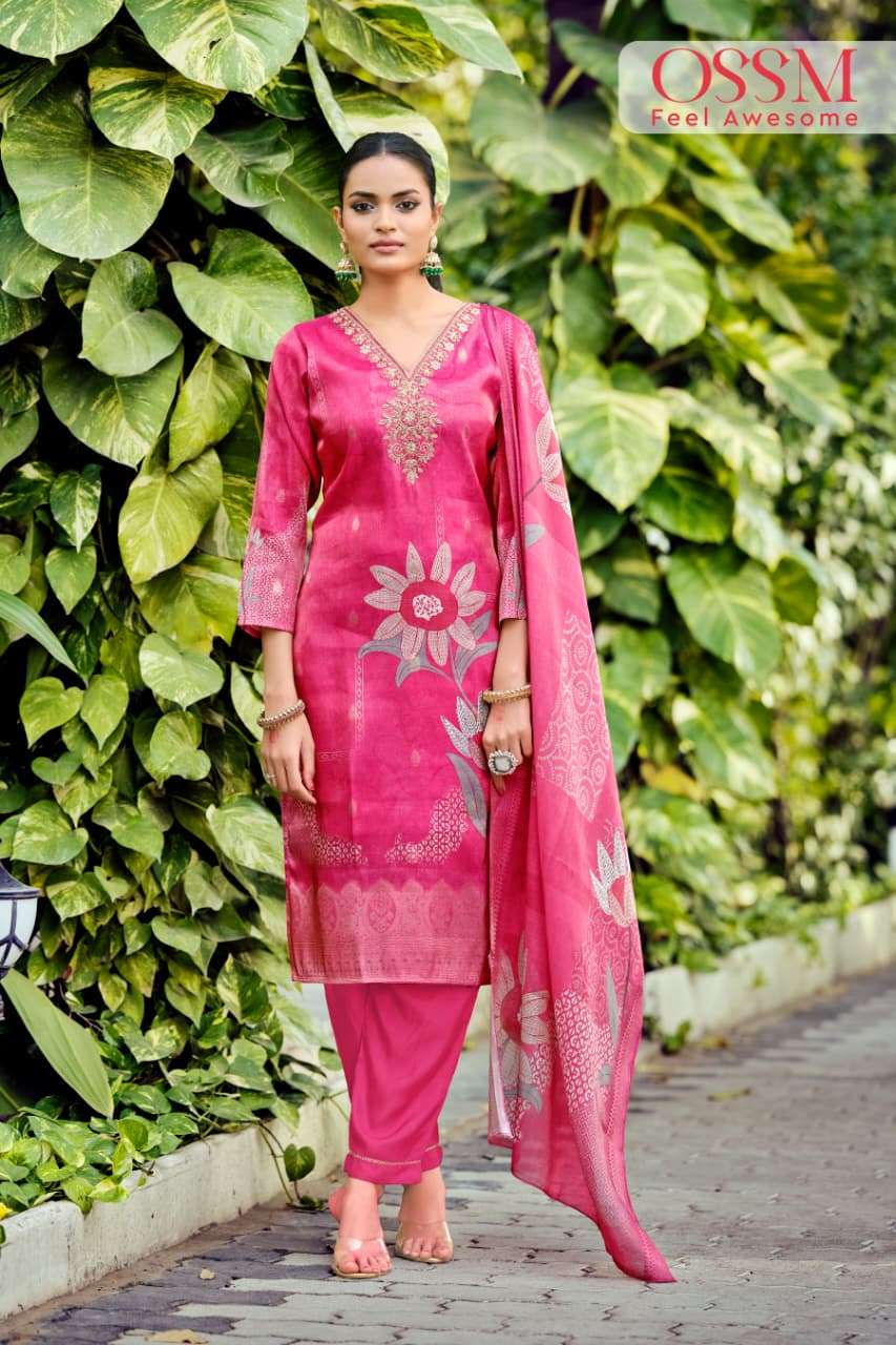 OSSM GULABO SILK JACQUARD FANCY WORKS LADIES 3 PIECE SET COLLECTION 