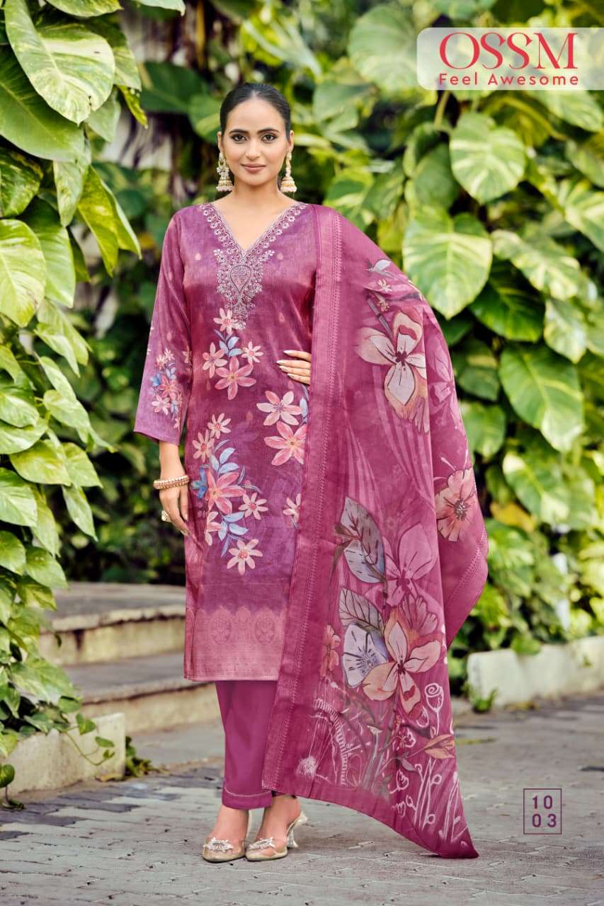 OSSM GULABO SILK JACQUARD FANCY WORKS LADIES 3 PIECE SET COLLECTION 
