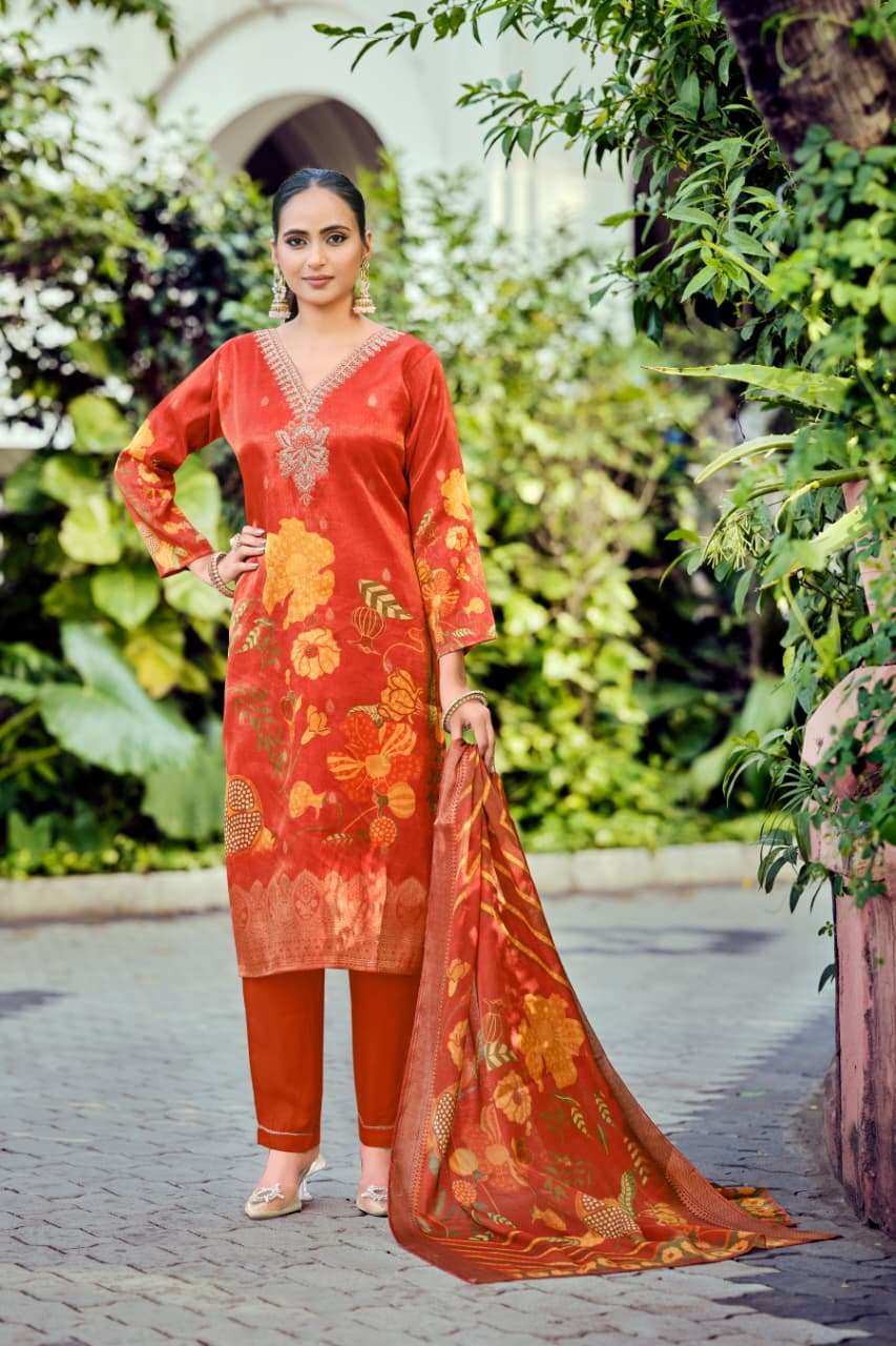 OSSM GULABO SILK JACQUARD FANCY WORKS LADIES 3 PIECE SET COLLECTION 