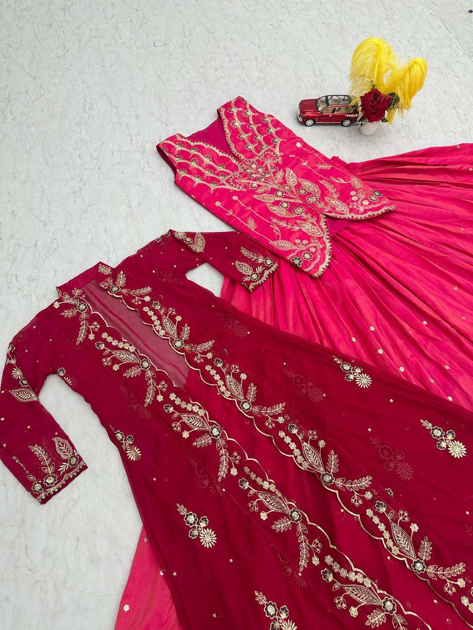 PC 554 HEAVY BEAUTIFUL PARTY WEAR DESIGNER LEHENGA CHOLI AND SHRUG 