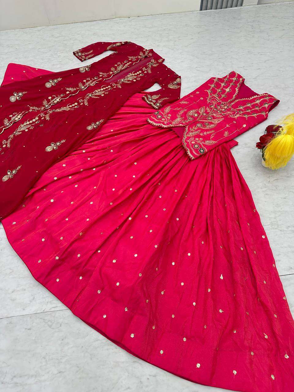 PC 554 HEAVY BEAUTIFUL PARTY WEAR DESIGNER LEHENGA CHOLI AND SHRUG 