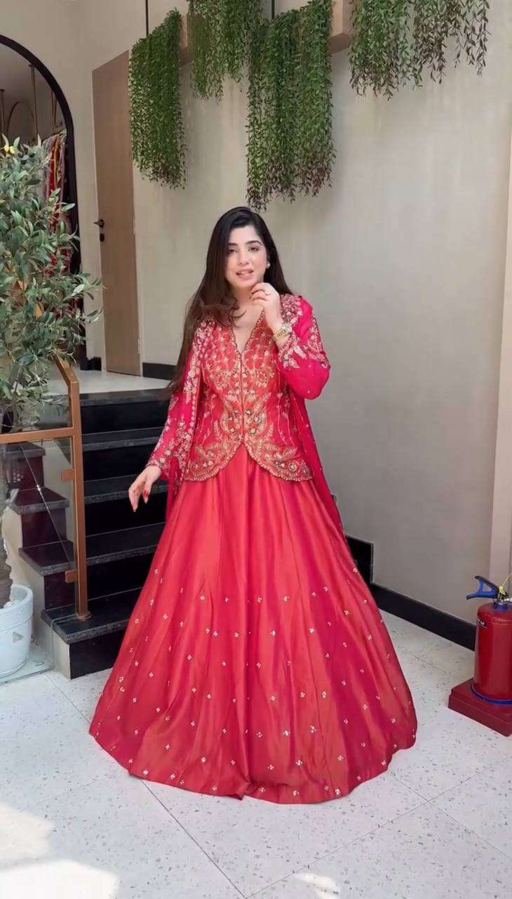 PC 554 HEAVY BEAUTIFUL PARTY WEAR DESIGNER LEHENGA CHOLI AND SHRUG 