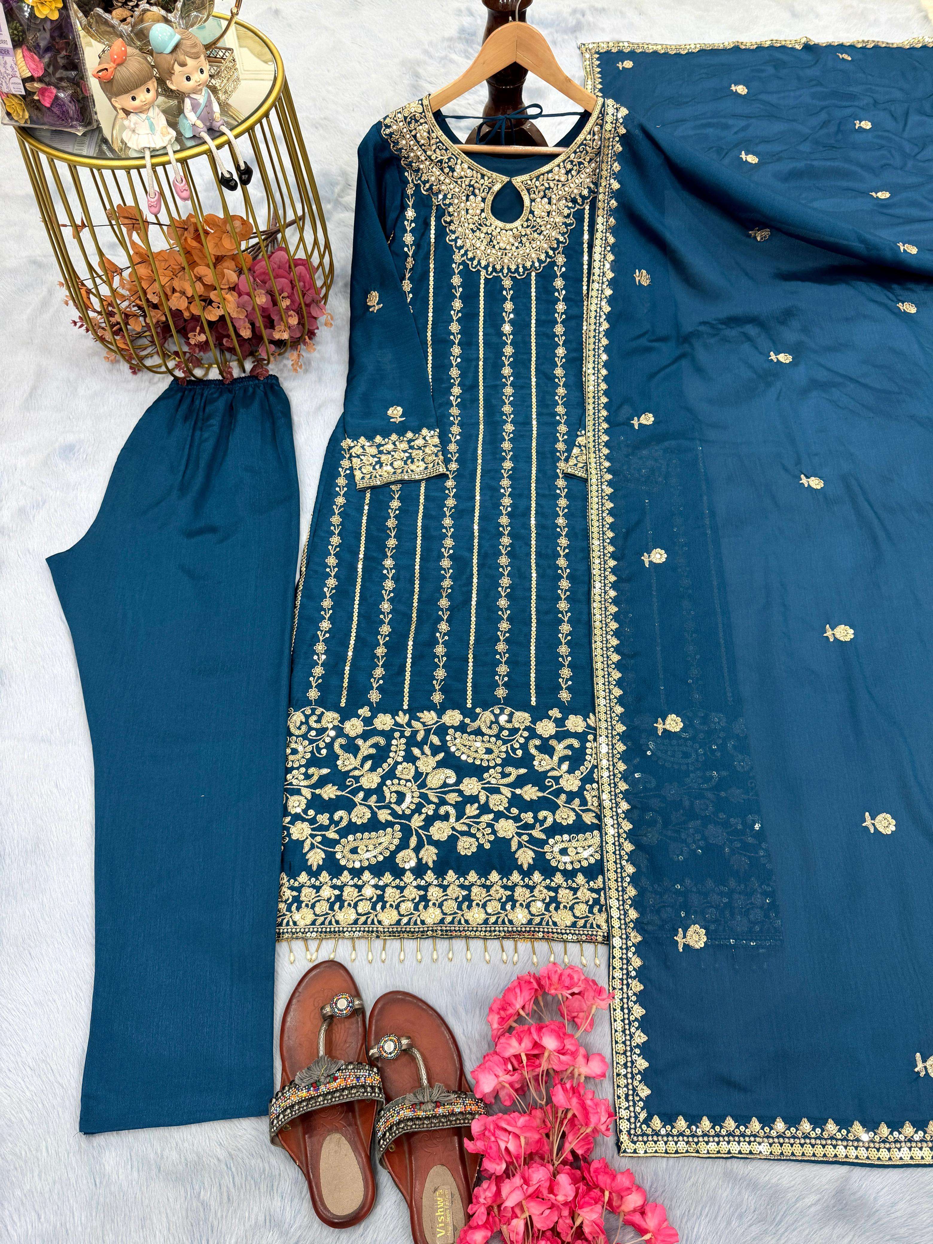 PD 1090 SILK DESIGNER WORK FESTIVE WEAR LADIES SUIT