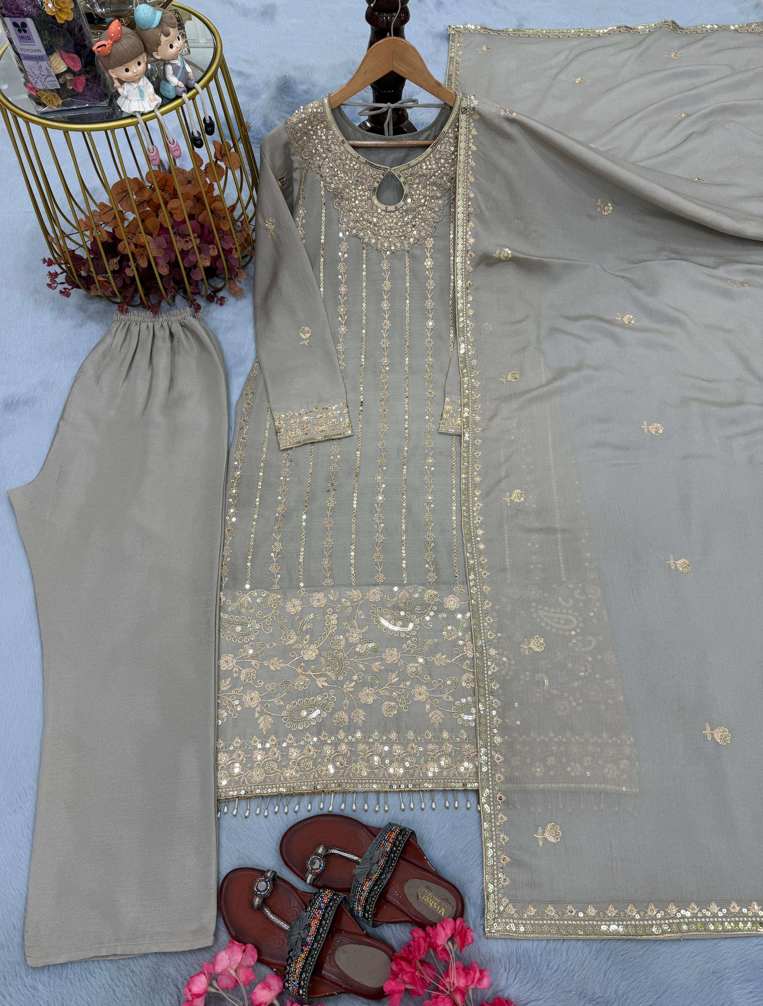PD 1090 SILK DESIGNER WORK FESTIVE WEAR LADIES SUIT