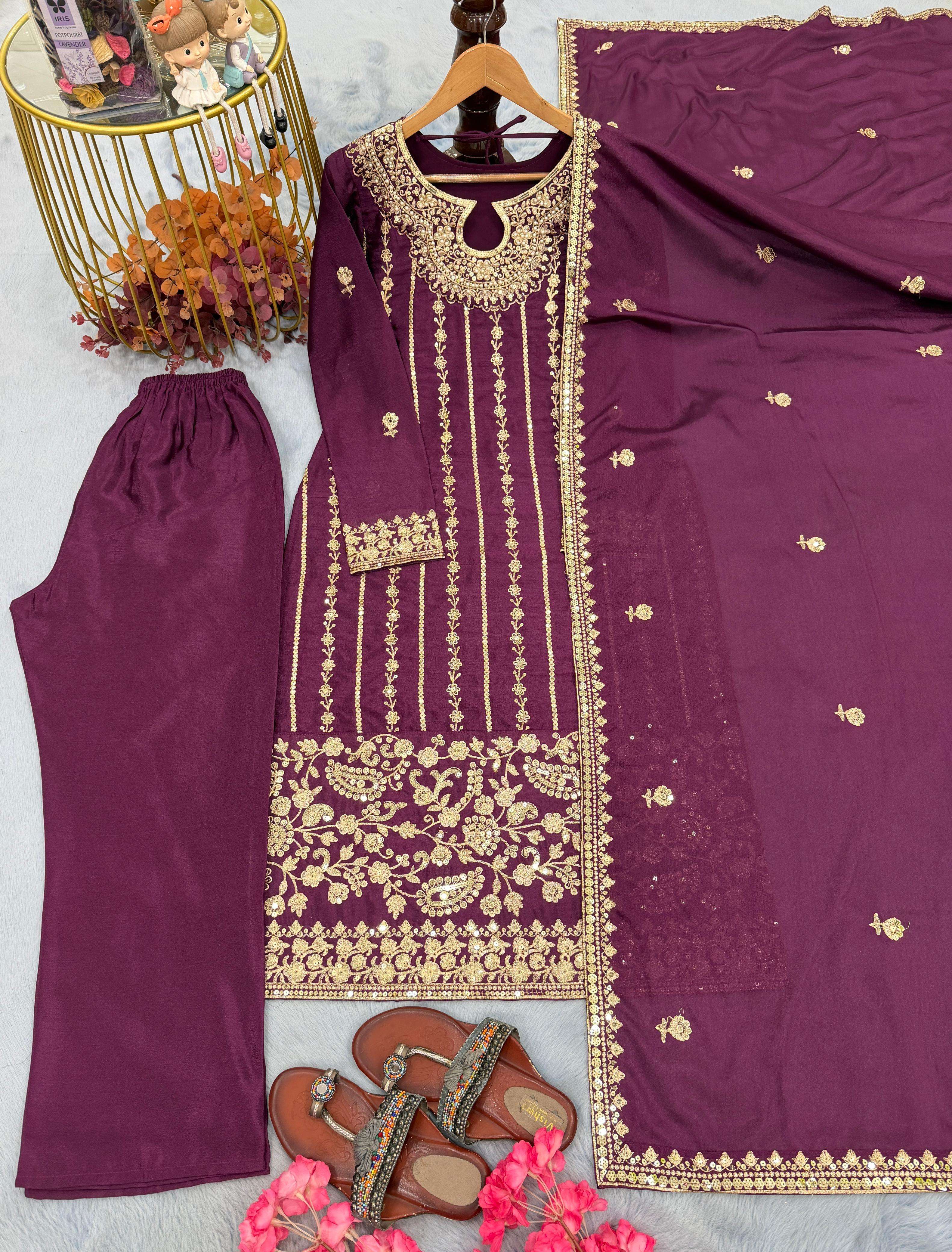 PD 1090 SILK DESIGNER WORK FESTIVE WEAR LADIES SUIT