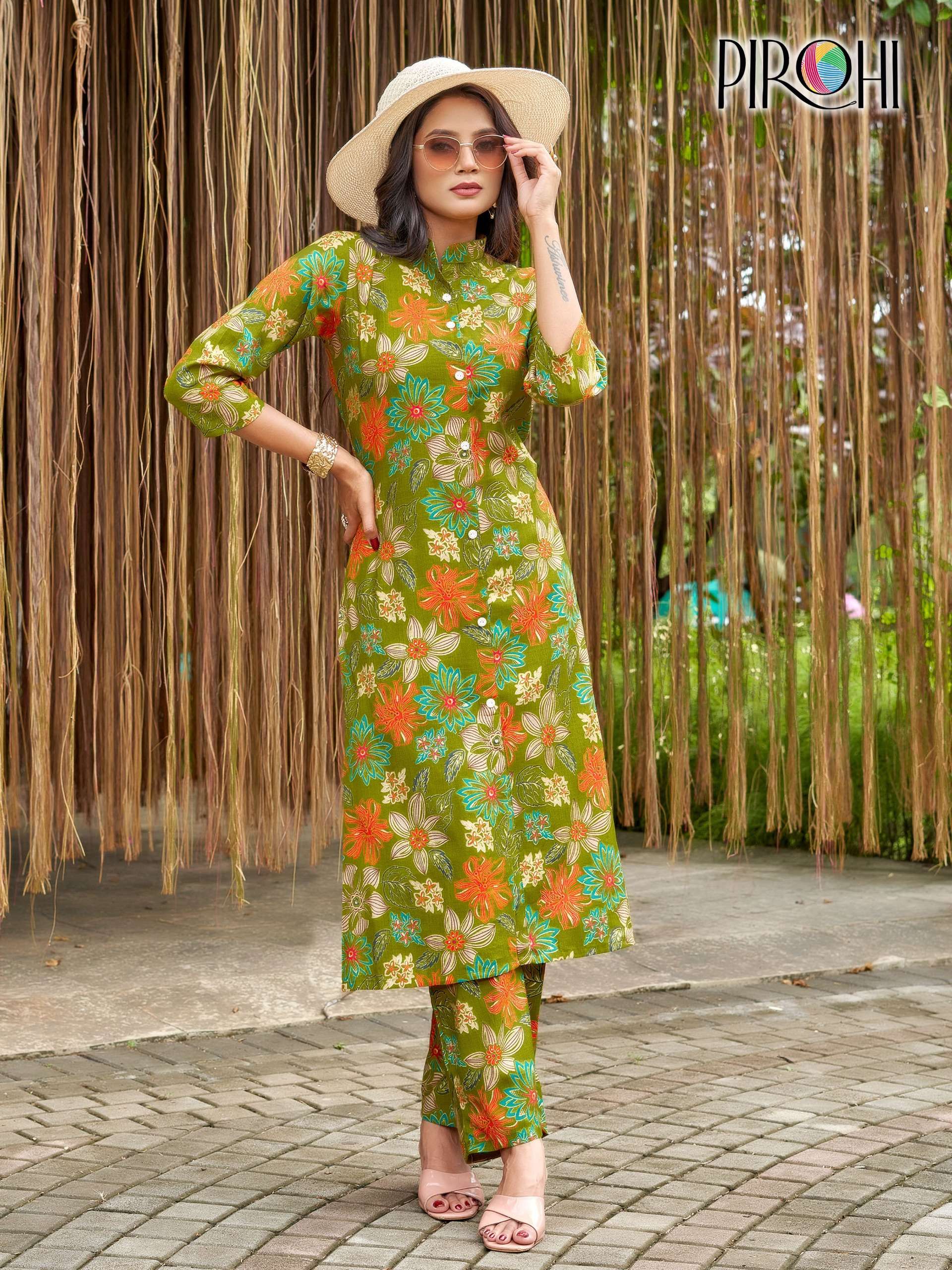 PIROHI KIMORA VISCOSE PRINT FANCY LADIES KURTI WITH BOTTOM PAIR 