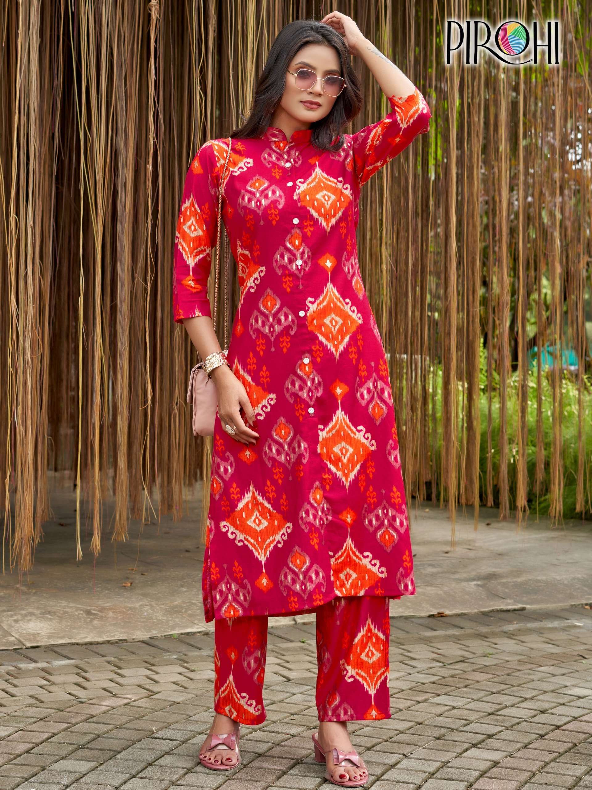 PIROHI KIMORA VISCOSE PRINT FANCY LADIES KURTI WITH BOTTOM PAIR 