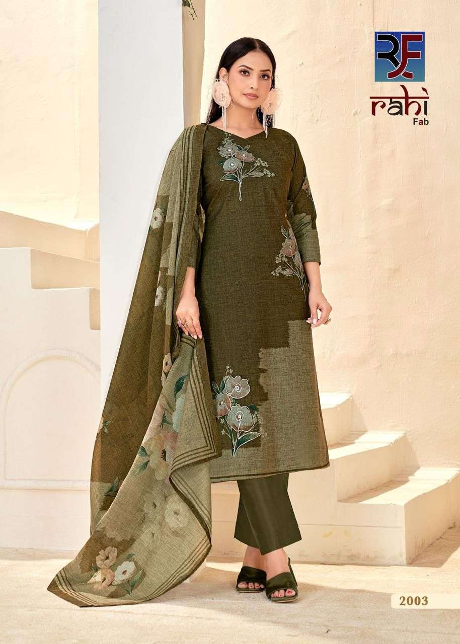 RAHI FAB RISING SILVER VOL 2 COTTON PRINTED WITH FANCY WORK SUIT