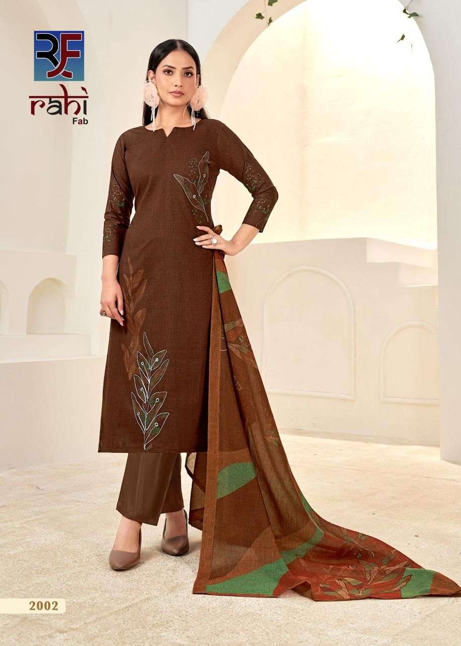RAHI FAB RISING SILVER VOL 2 COTTON PRINTED WITH FANCY WORK SUIT
