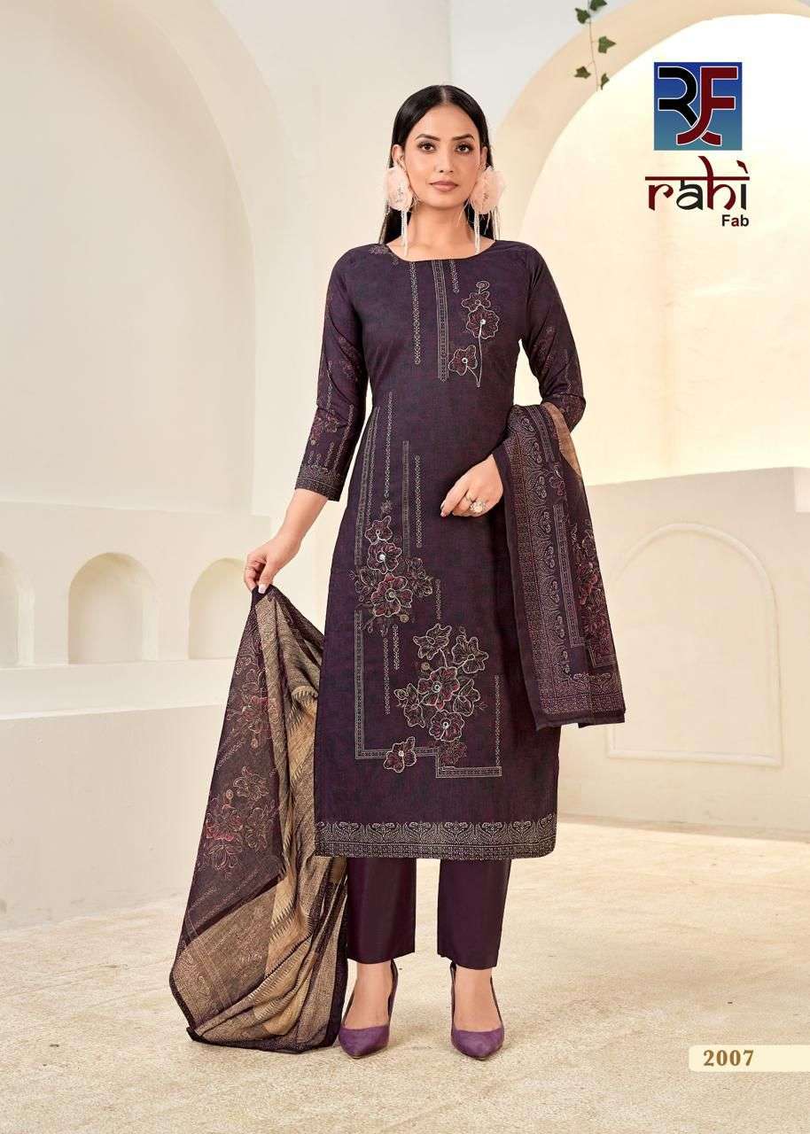 RAHI FAB RISING SILVER VOL 2 COTTON PRINTED WITH FANCY WORK SUIT