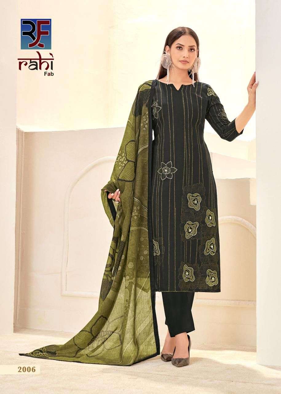RAHI FAB RISING SILVER VOL 2 COTTON PRINTED WITH FANCY WORK SUIT