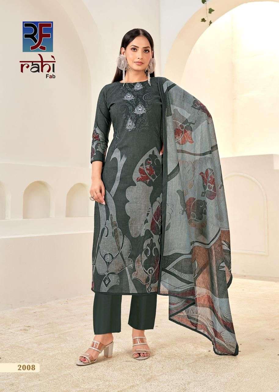 RAHI FAB RISING SILVER VOL 2 COTTON PRINTED WITH FANCY WORK SUIT