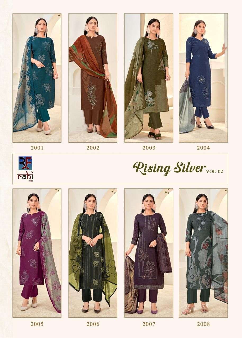 RAHI FAB RISING SILVER VOL 2 COTTON PRINTED WITH FANCY WORK SUIT