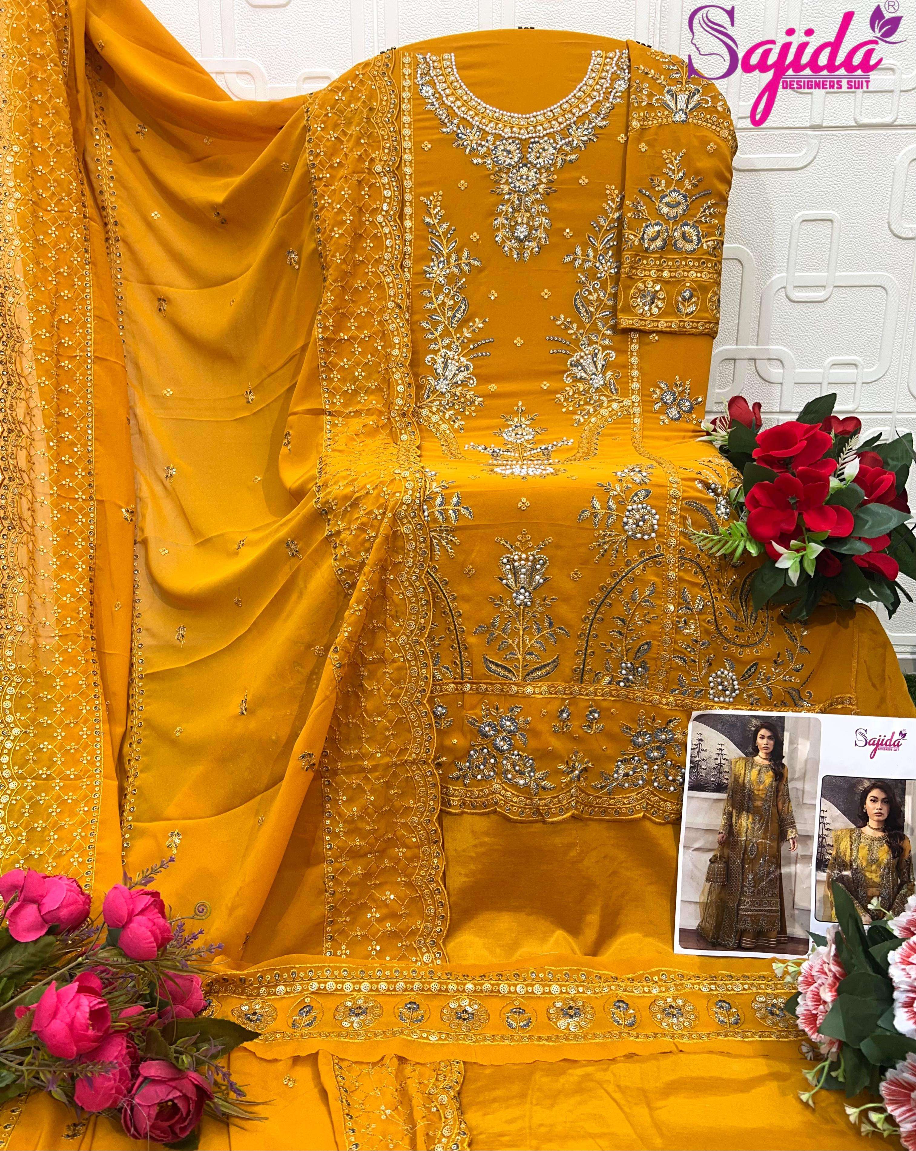 SAJIDA DESIGNER DESIGN NO - 1125 GEORGETTE HEAVY EMBROIDERED PAKISTANI SUIT