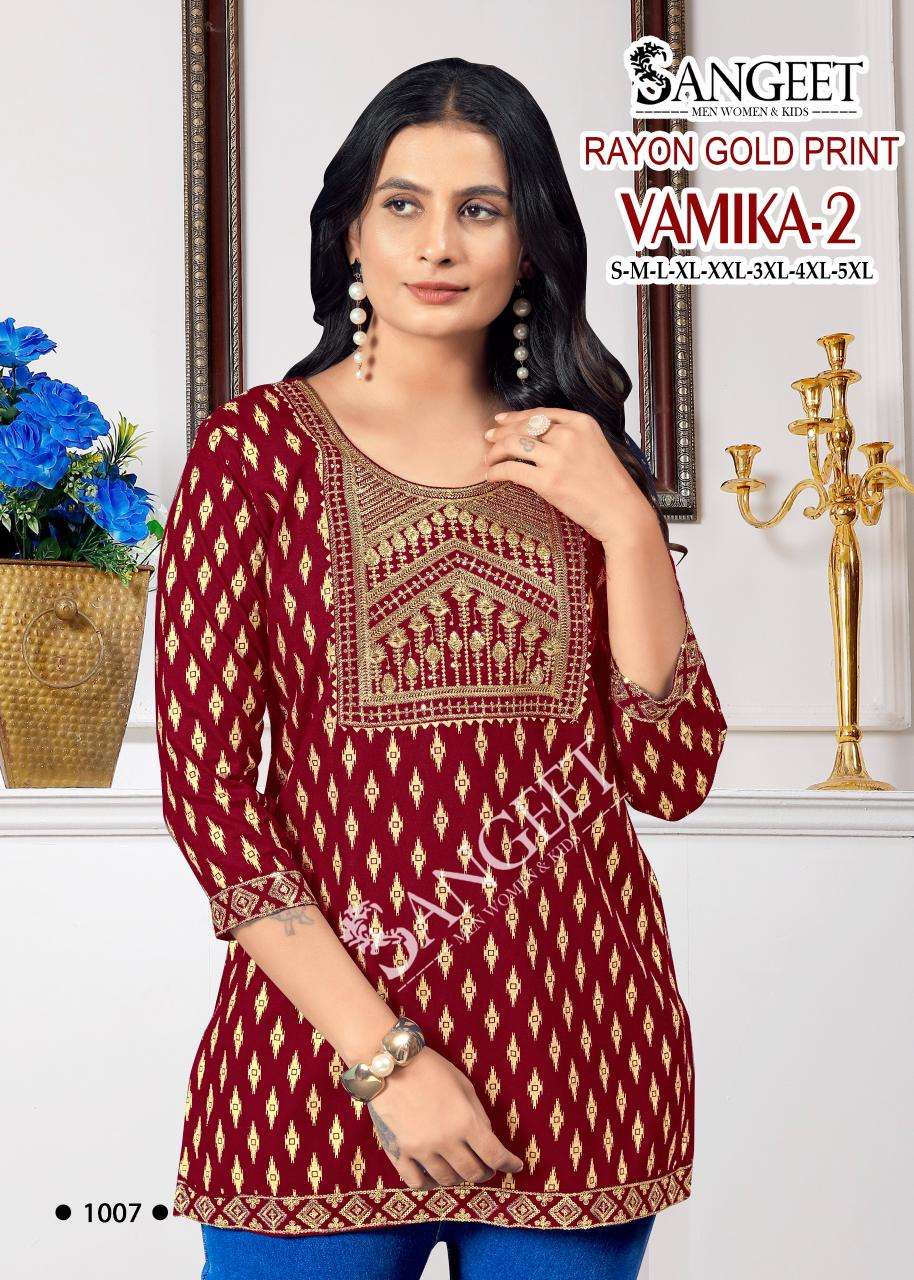 SANGEET VAMIKA VOL 2 RAYON PRINT DAILY WEAR LADIES TOP
