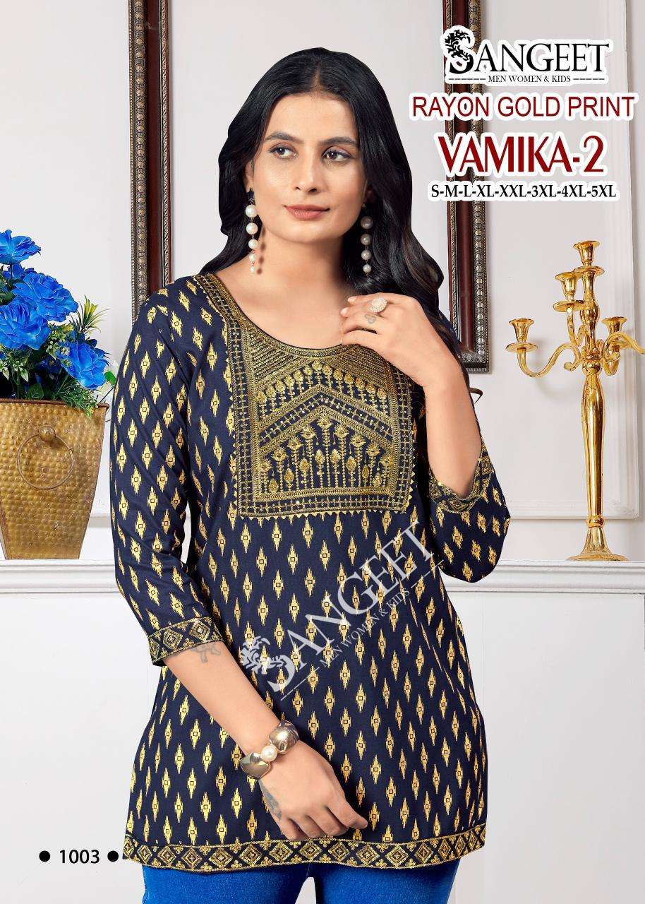 SANGEET VAMIKA VOL 2 RAYON PRINT DAILY WEAR LADIES TOP