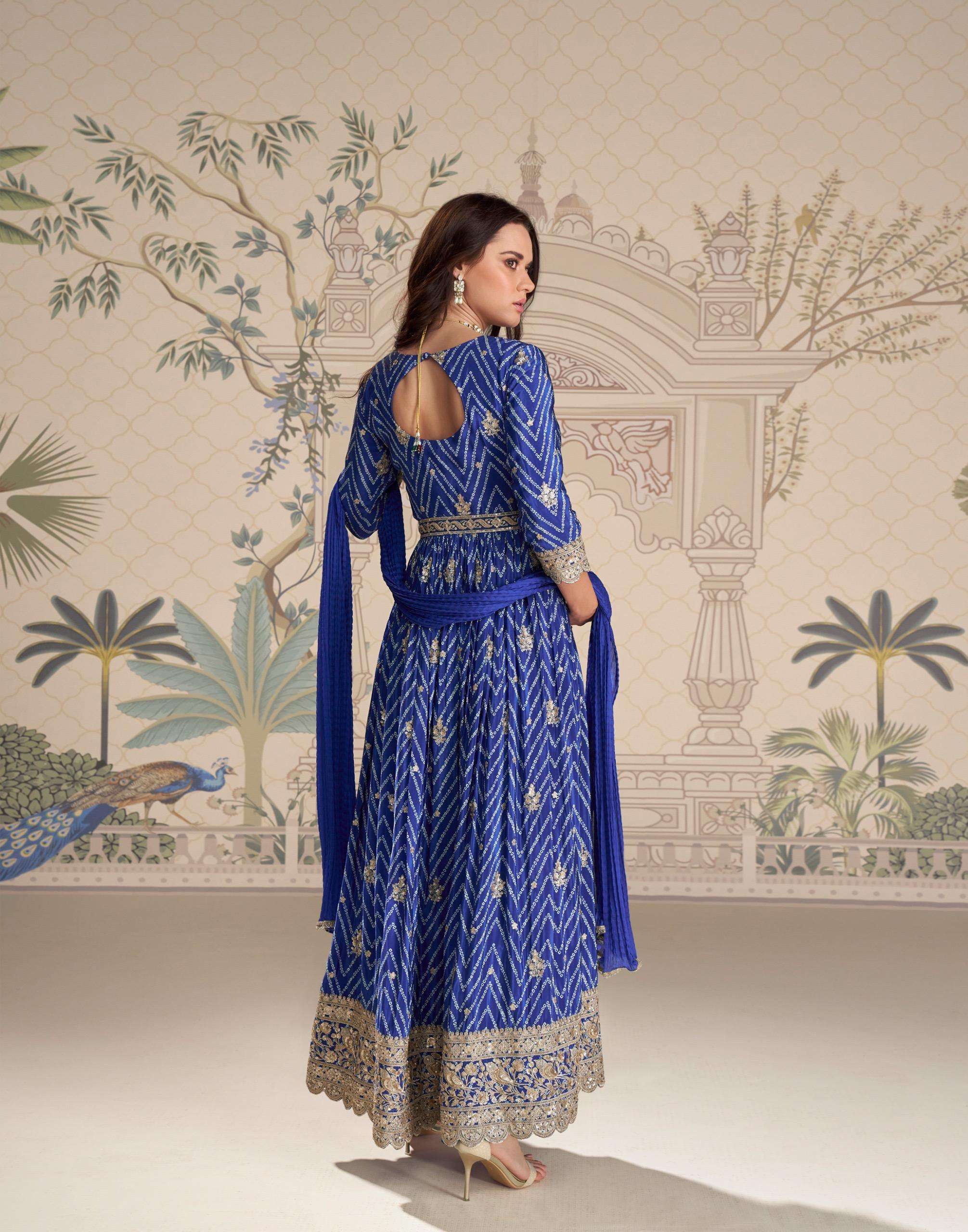 SAYURI DESIGNER SAKSHI SILK HEAVY EMBROIDERED LOOK PARTY WEAR LADIES SUIT