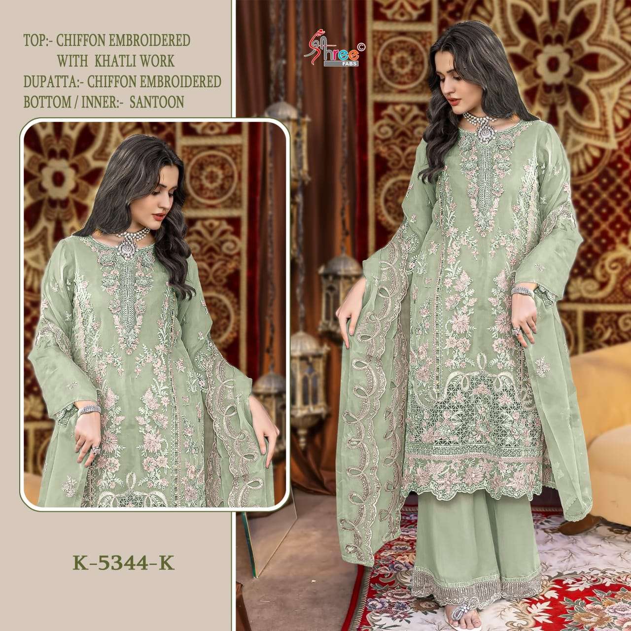 SHREE FABS K 5344 CHIFFON HEAVY EMBROIDERED DESIGNER SUIT