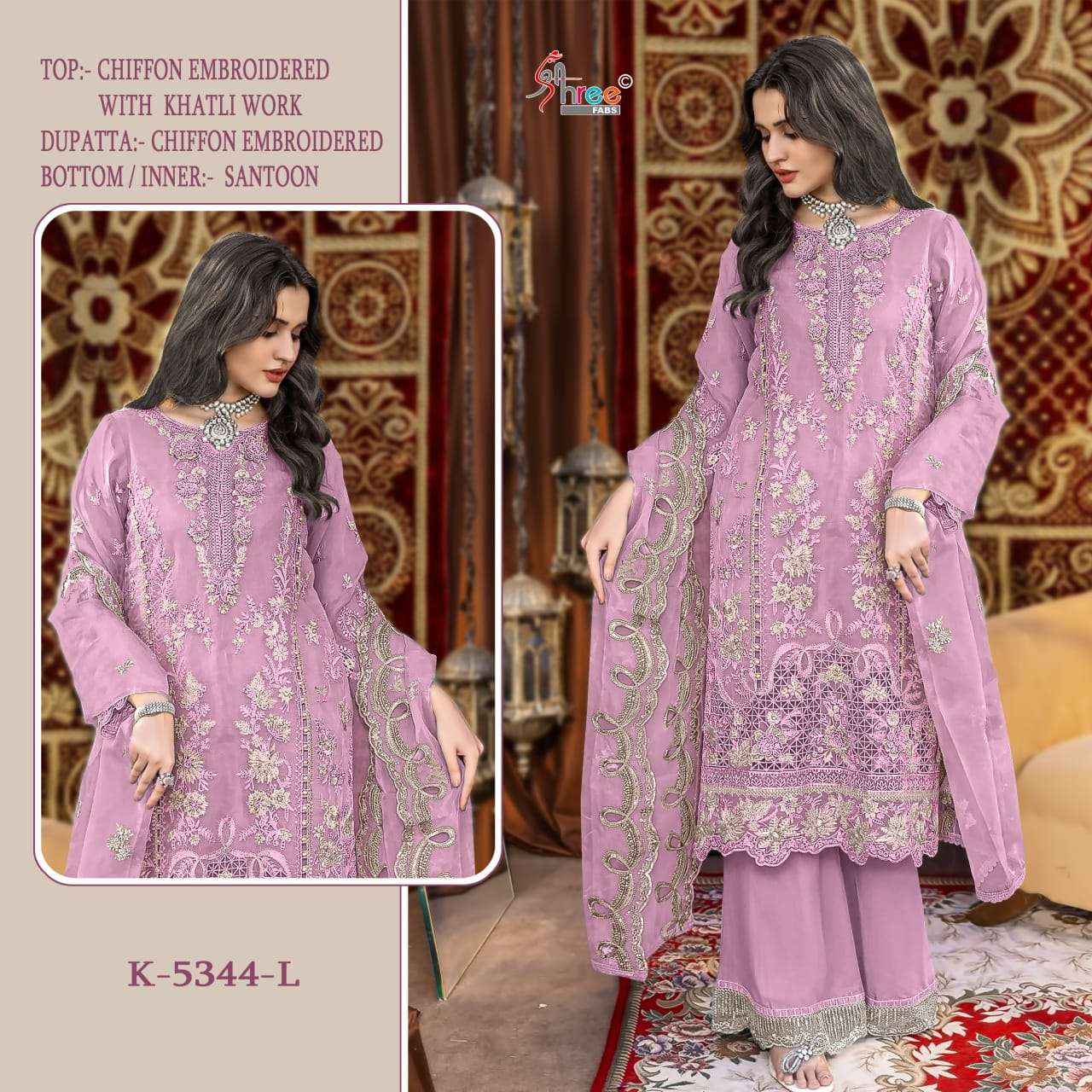 SHREE FABS K 5344 CHIFFON HEAVY EMBROIDERED DESIGNER SUIT