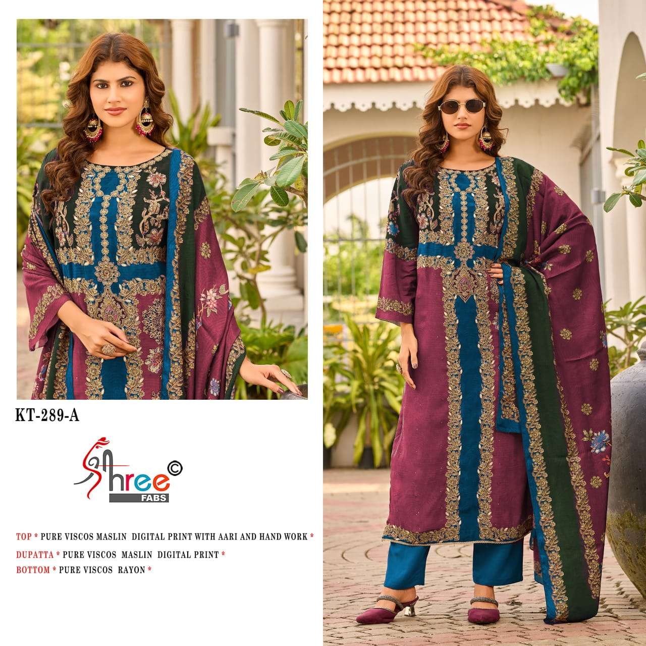 SHREE FABS KT 289 VISCOSE DIGITAL PRINT WITH DESIGNER WORK SUIT