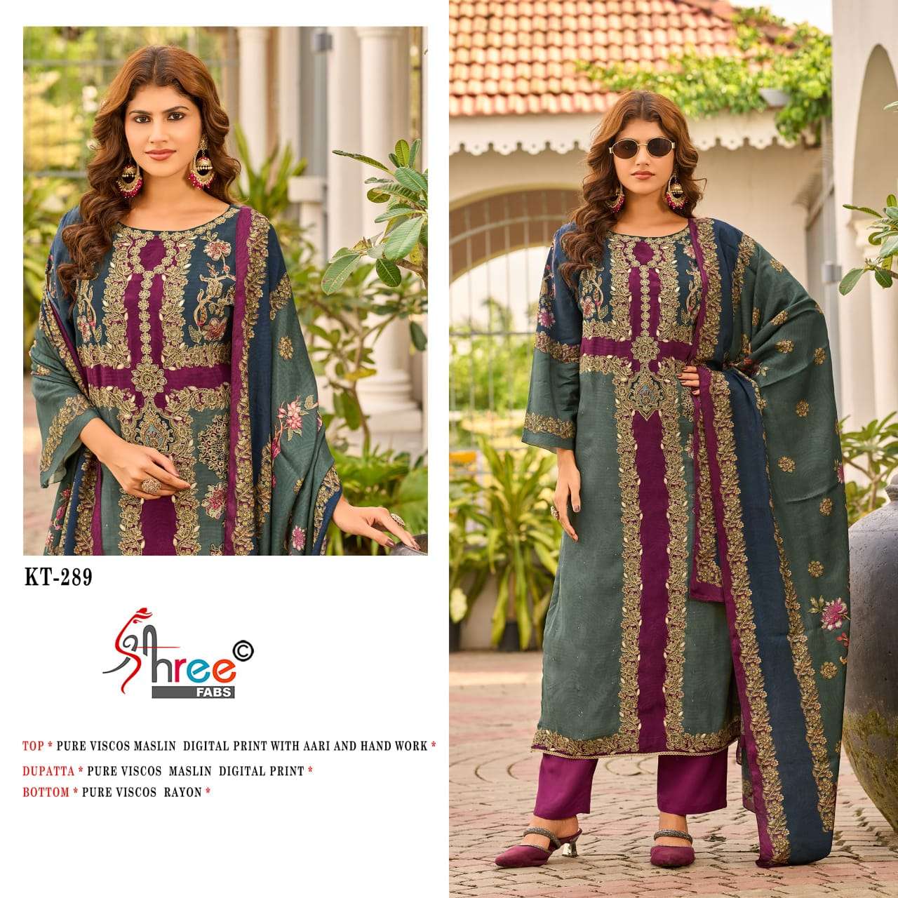 SHREE FABS KT 289 VISCOSE DIGITAL PRINT WITH DESIGNER WORK SUIT