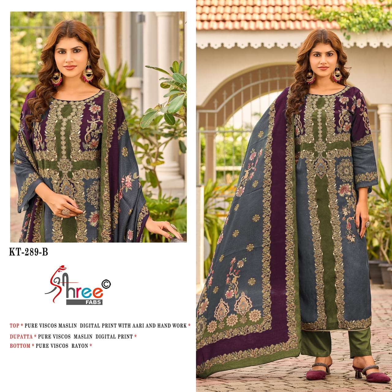 SHREE FABS KT 289 VISCOSE DIGITAL PRINT WITH DESIGNER WORK SUIT