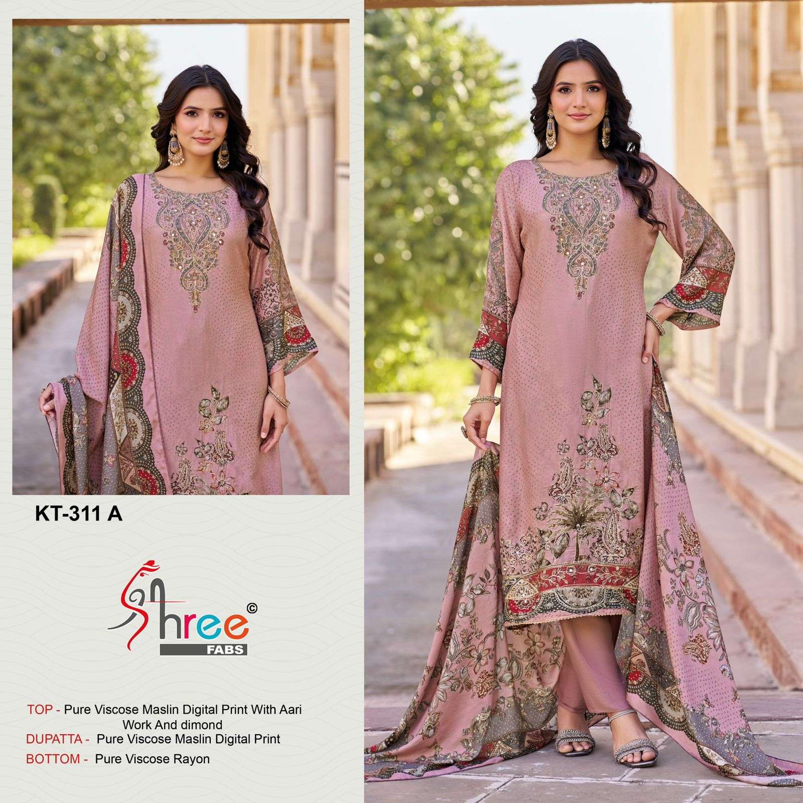 SHREE FABS KT 311 VISCOSE DIGITAL PRINT WITH EMBROIDERY DESIGNER WORK SUIT
