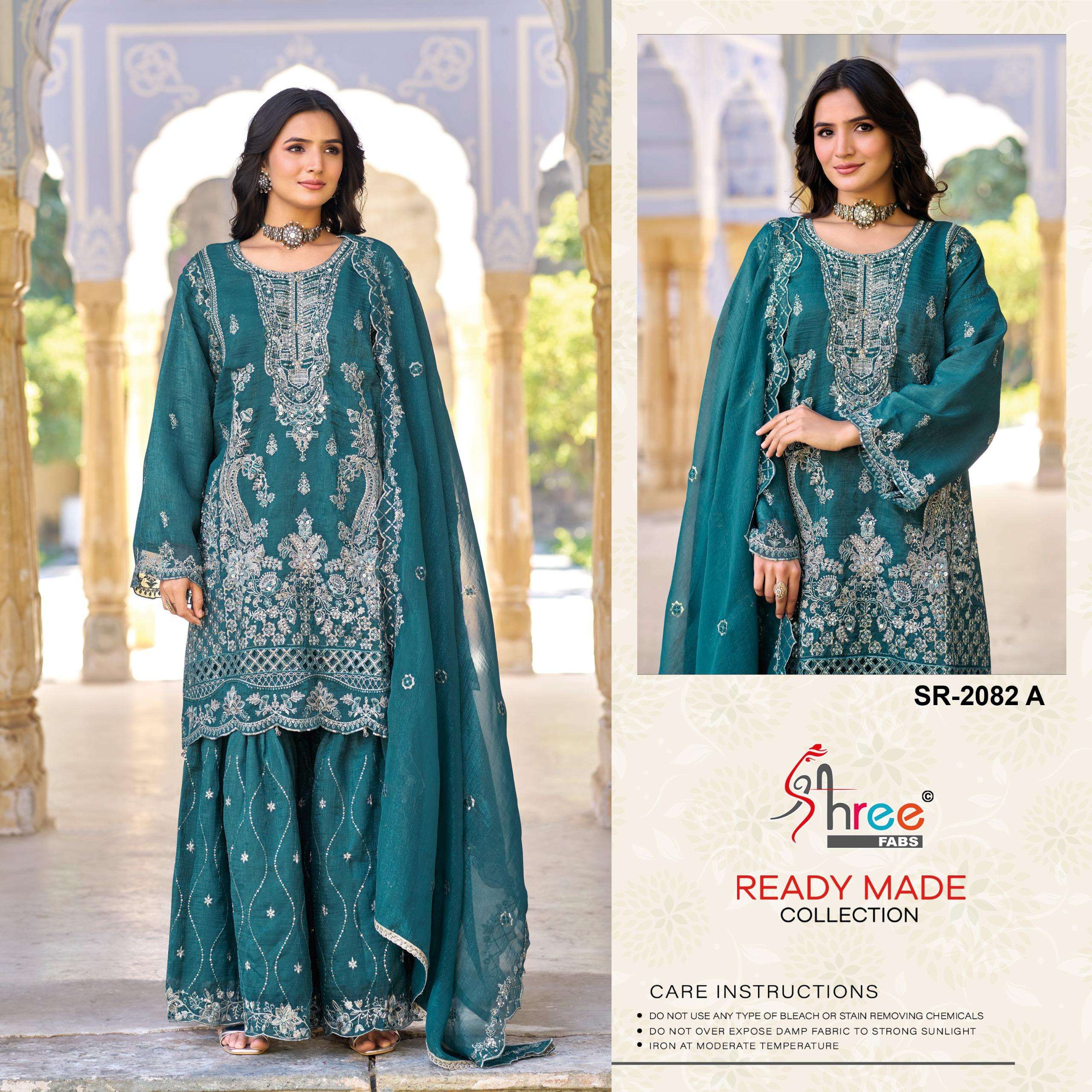 SHREE FABS SR 2082 SILK WITH HEAVY EMBROIDERED DESIGNER READY MADE SUIT