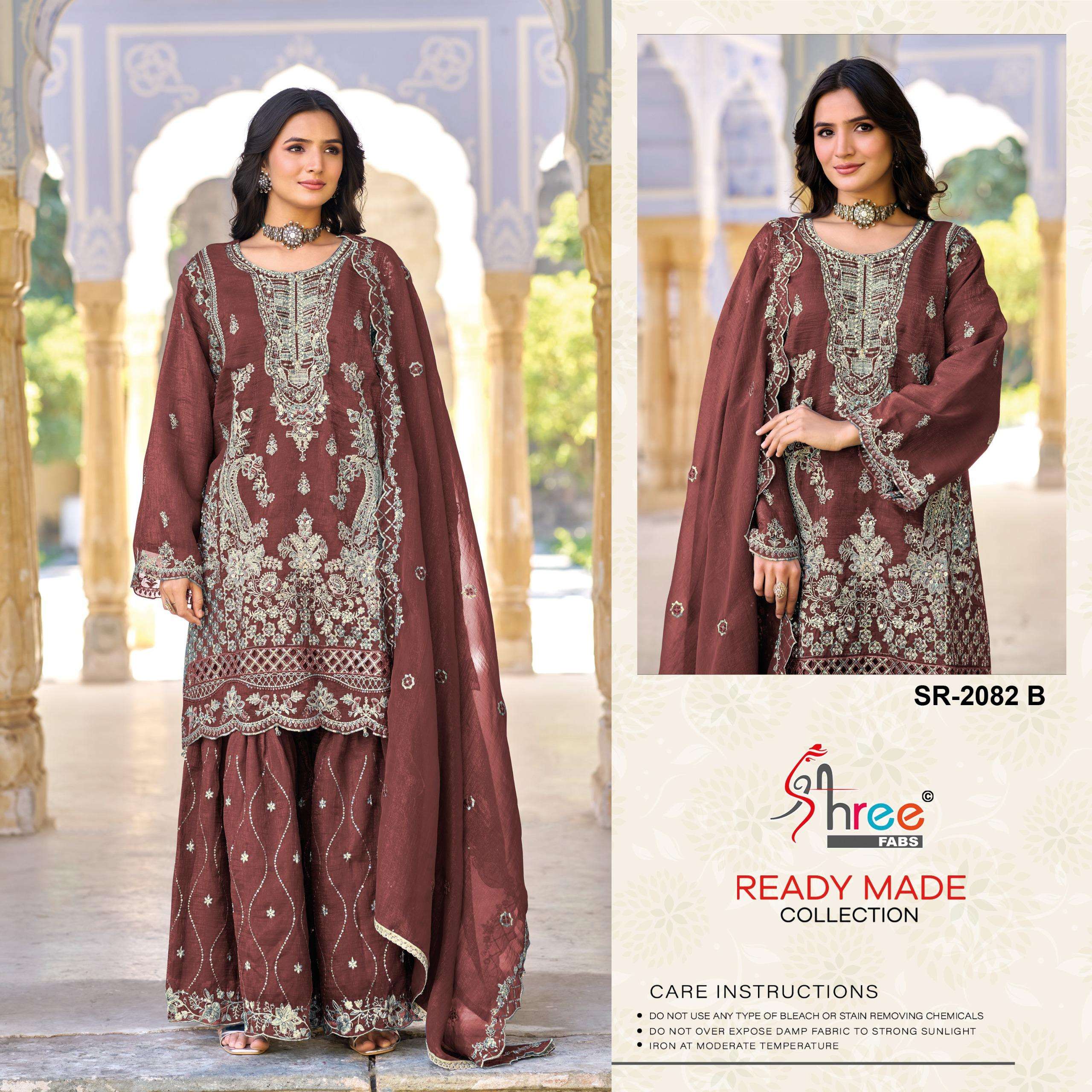 SHREE FABS SR 2082 SILK WITH HEAVY EMBROIDERED DESIGNER READY MADE SUIT