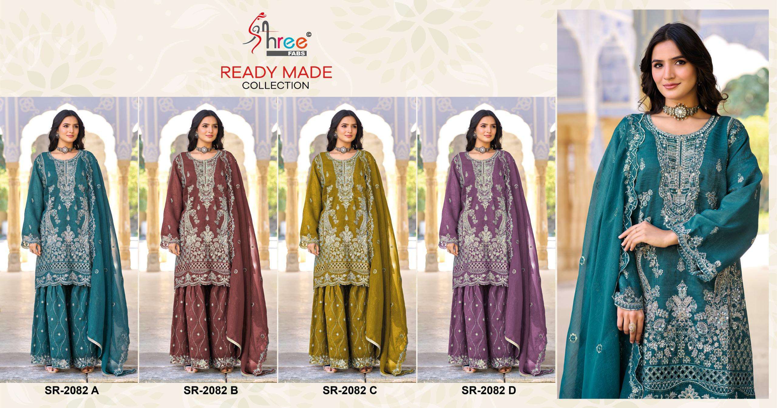 SHREE FABS SR 2082 SILK WITH HEAVY EMBROIDERED DESIGNER READY MADE SUIT