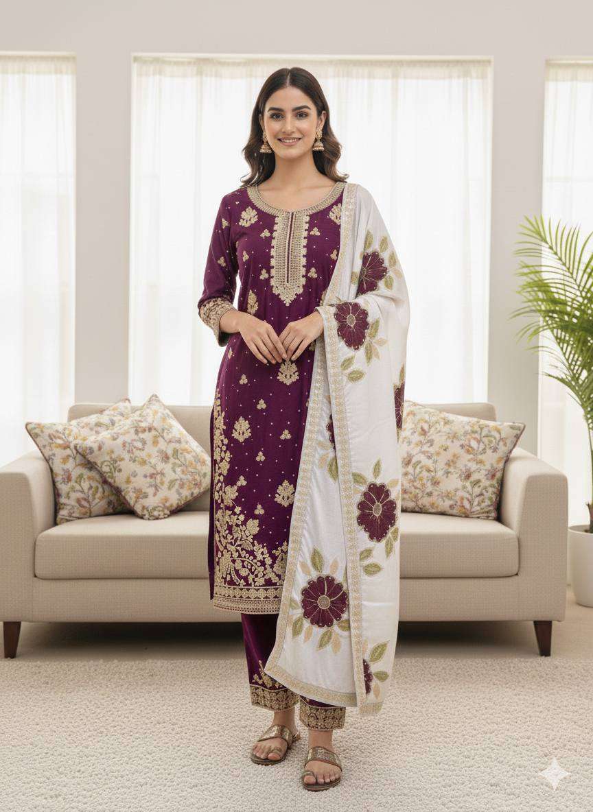SRK 5315 SILK HEAVY EMBROIDERY DESIGNER WEDDING WEAR SUIT