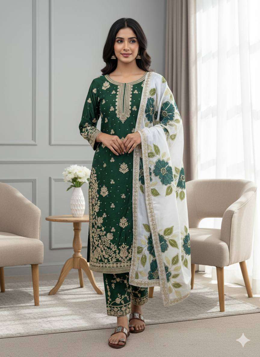 SRK 5315 SILK HEAVY EMBROIDERY DESIGNER WEDDING WEAR SUIT