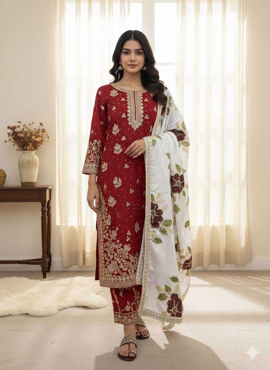 SRK 5315 SILK HEAVY EMBROIDERY DESIGNER WEDDING WEAR SUIT