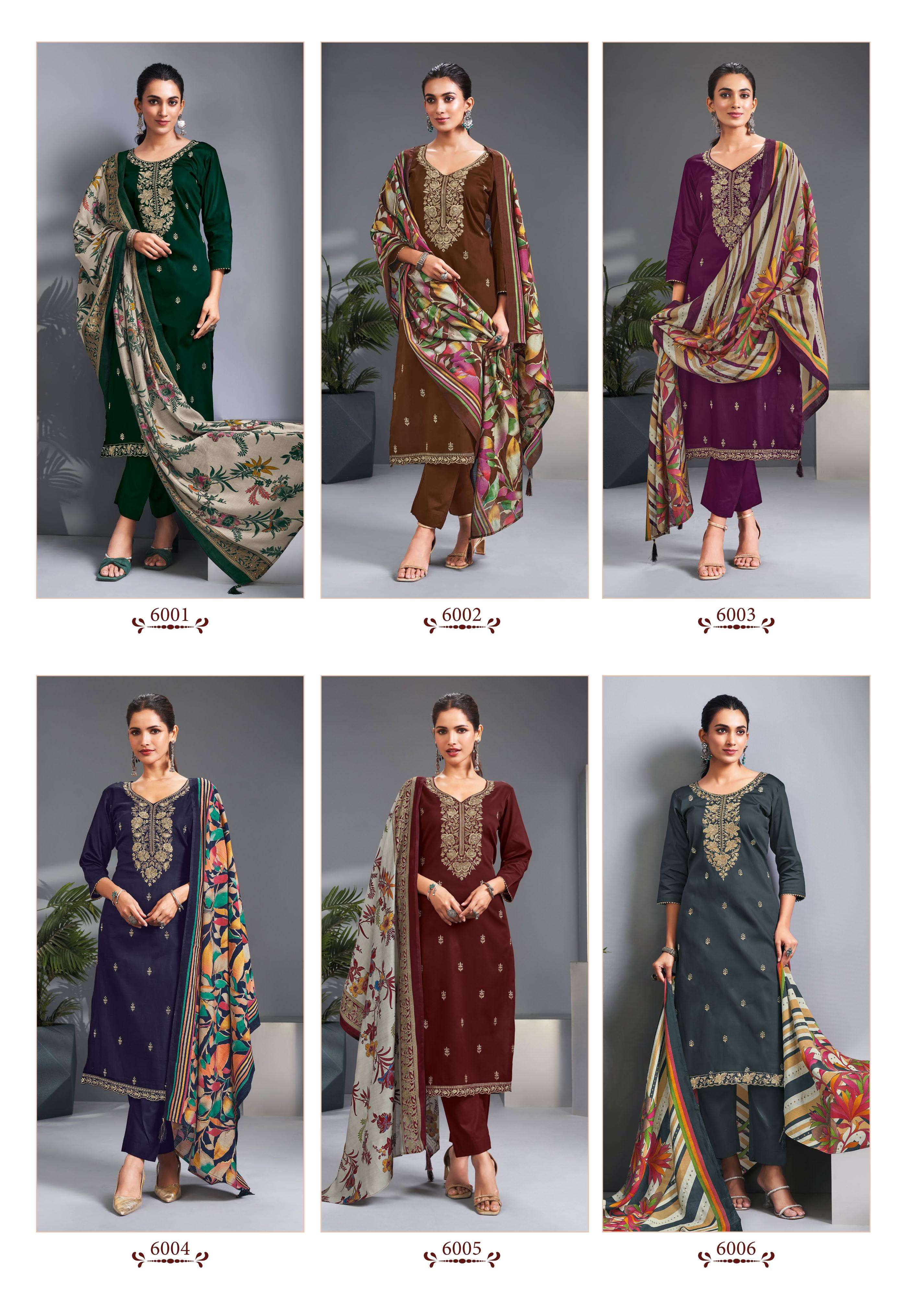 SURYAJYOTI PASHAN VOL 6 JAM SATIN PRINT WITH FANCY EMBROIDERY WORK SUIT