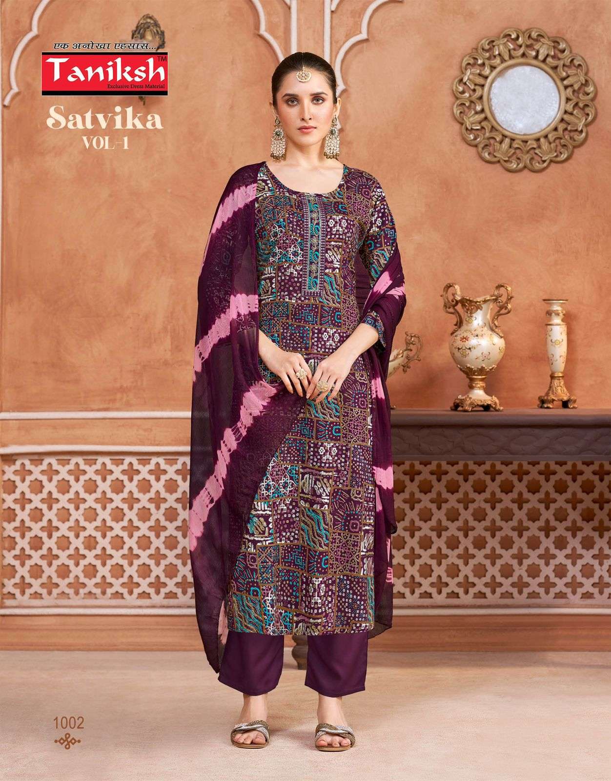 TANIKSH SATVIKA VOL 1 RAYON FANCY PRINT KURTI BOTTOM AND DUPATTA 