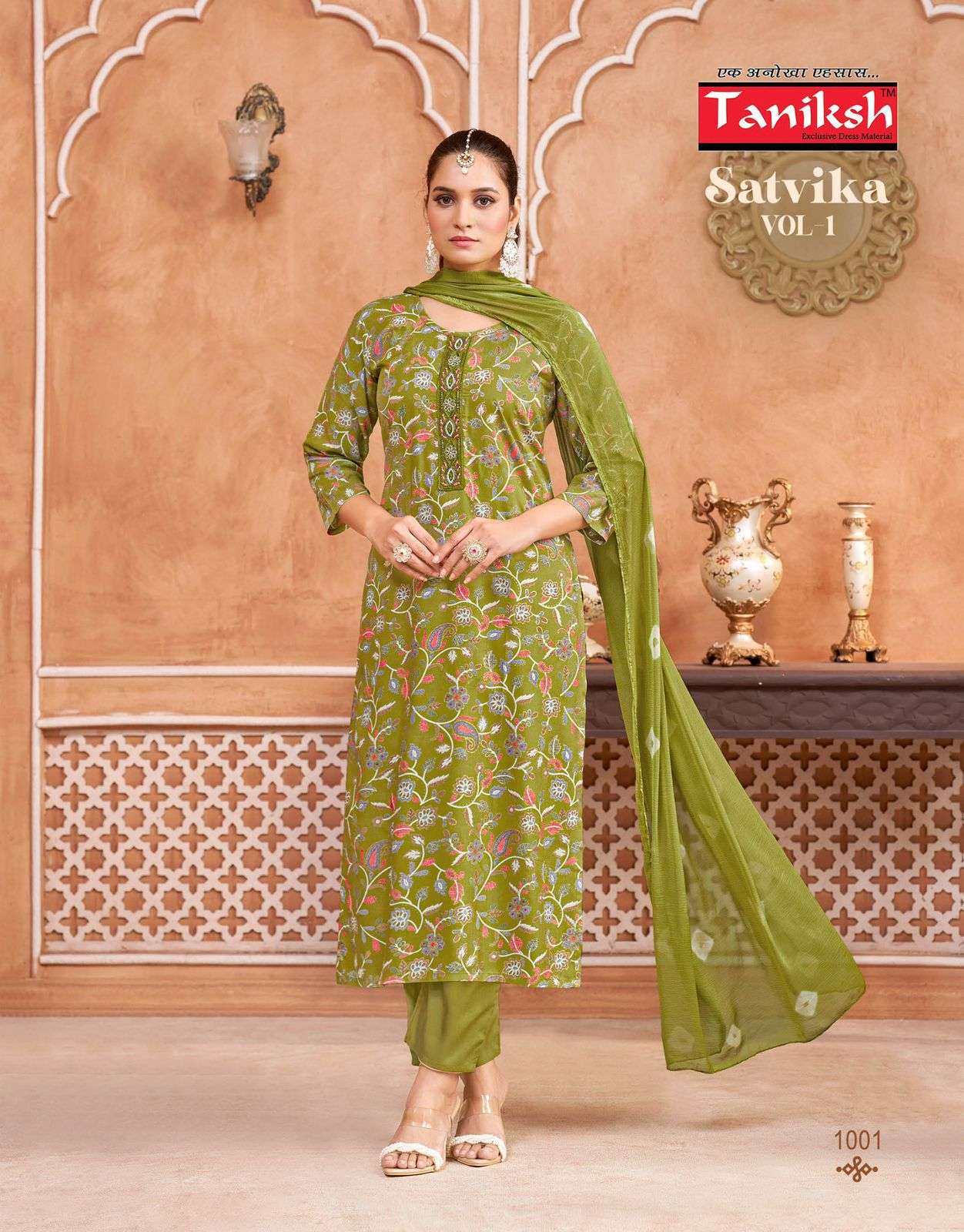 TANIKSH SATVIKA VOL 1 RAYON FANCY PRINT KURTI BOTTOM AND DUPATTA 