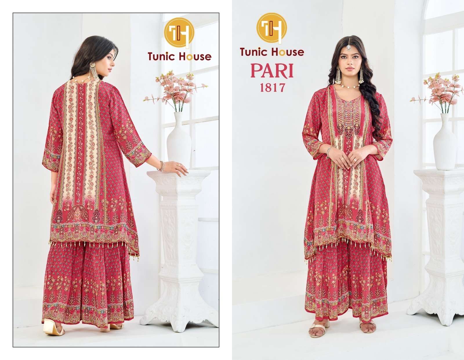 TUNIC HOUSE PARI DIGITAL PRINT DESIGNER KURTI WITH SHARARA PAIR